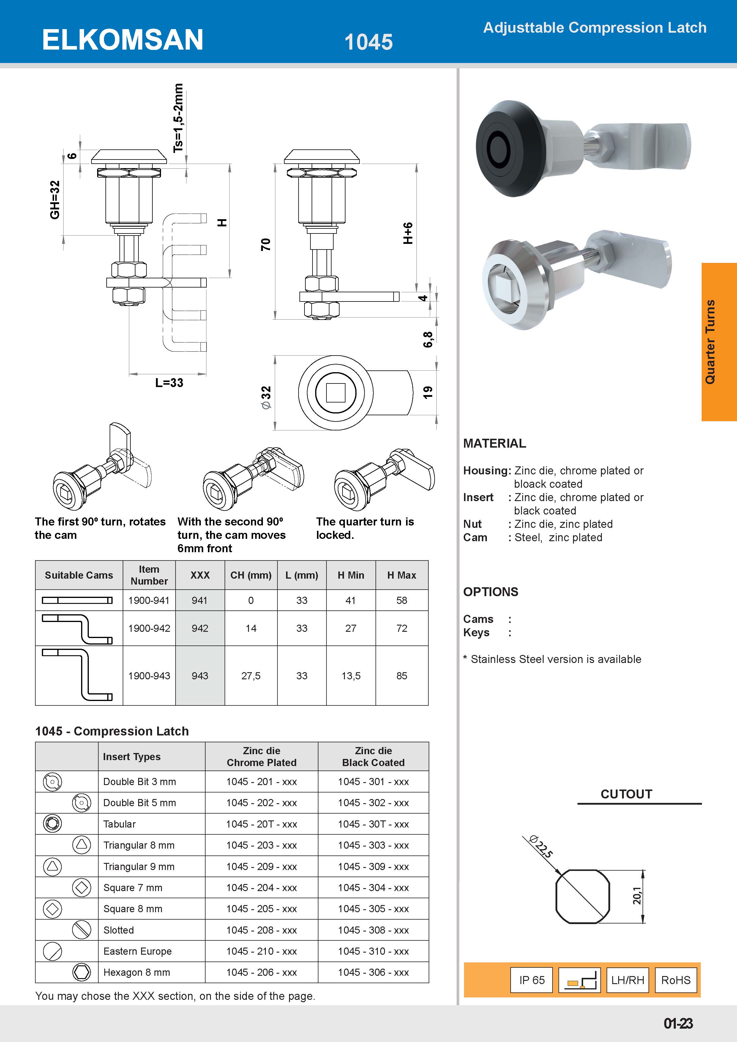 1045 Compression Latch GH=32