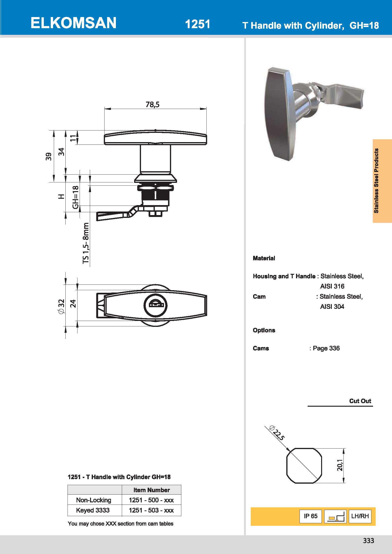 1251 T Handle with Cylinder