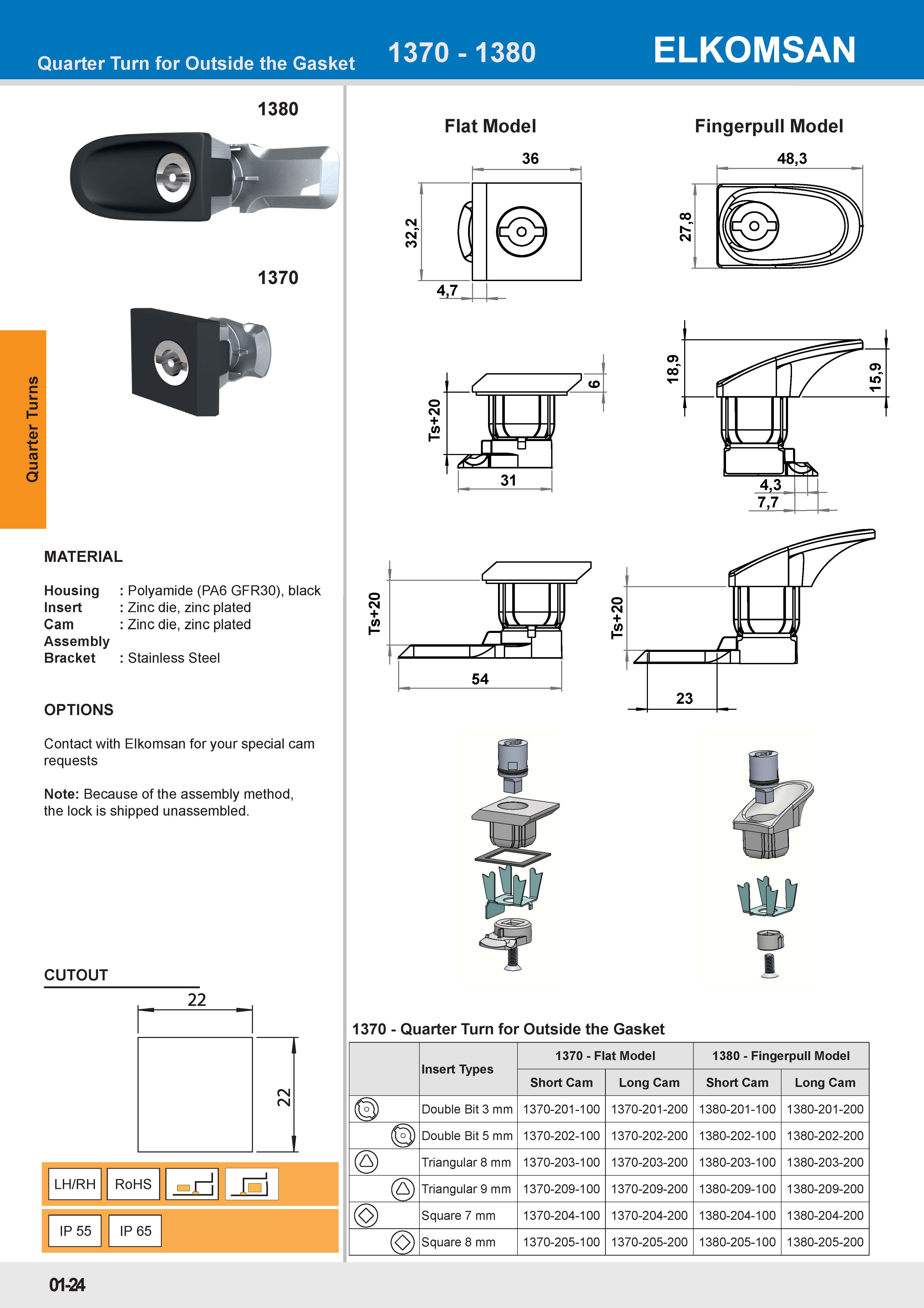 1380 Quarter Turn for Outside the Gasket