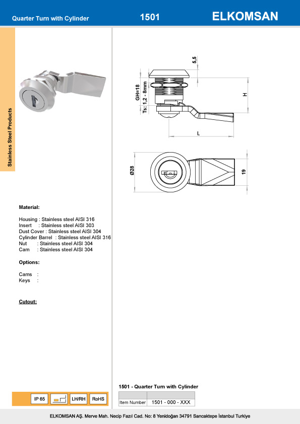 1501 Quarter Turn with Cylinder