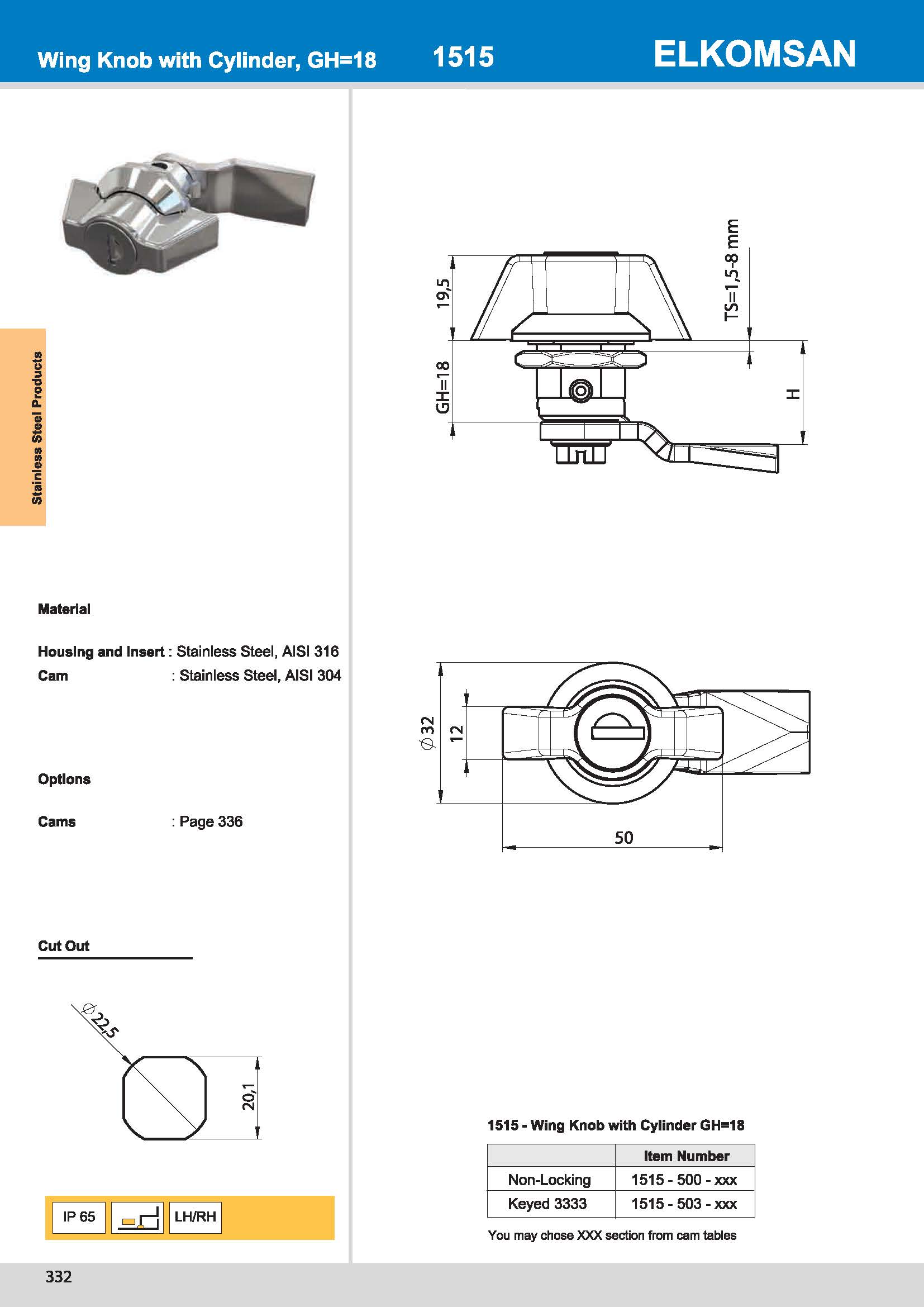 1515 Wing Knob with Cylinder
