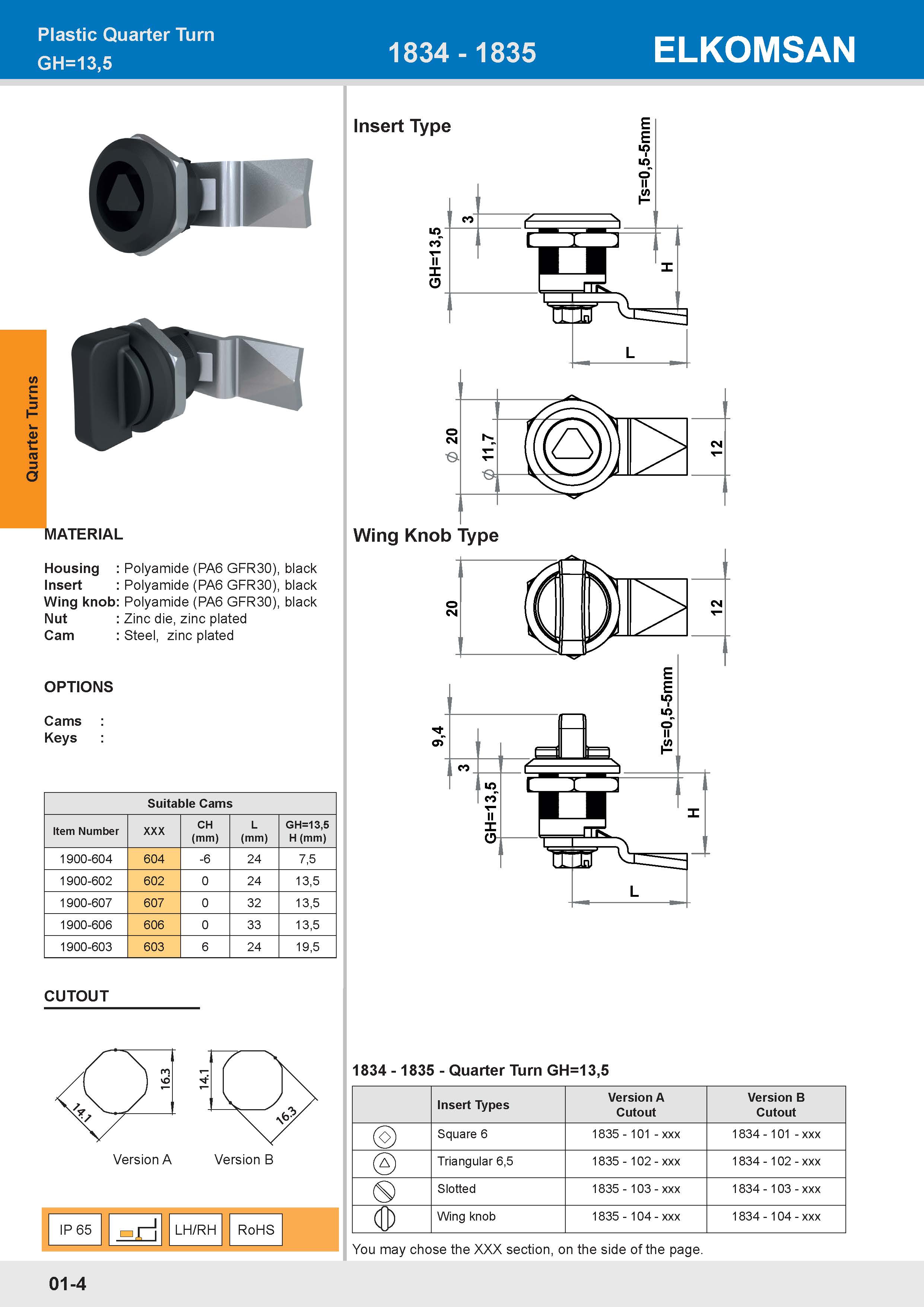 1834 Quarter Turn GH=13,5