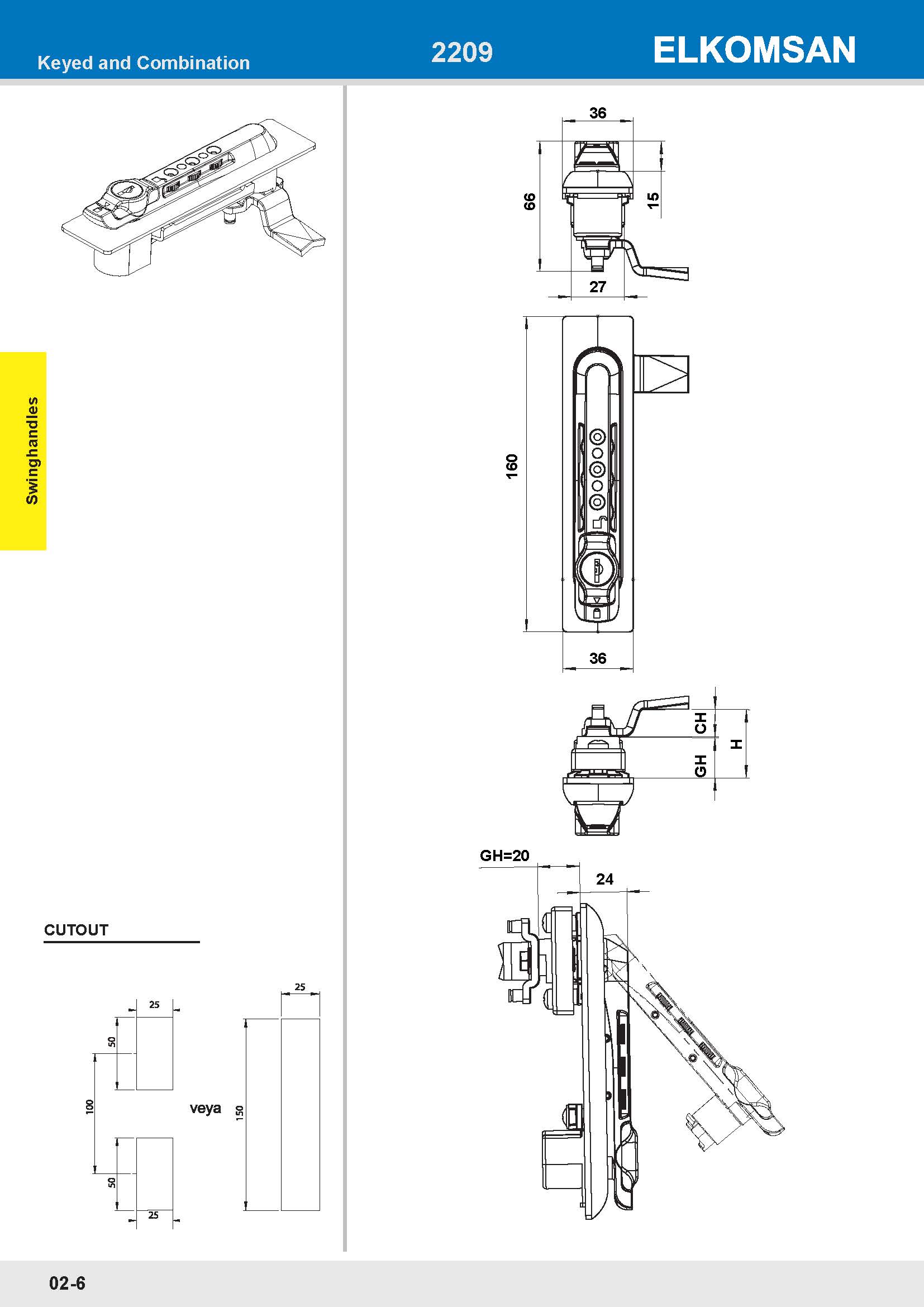 2209 Swinghandle - Combination Lock