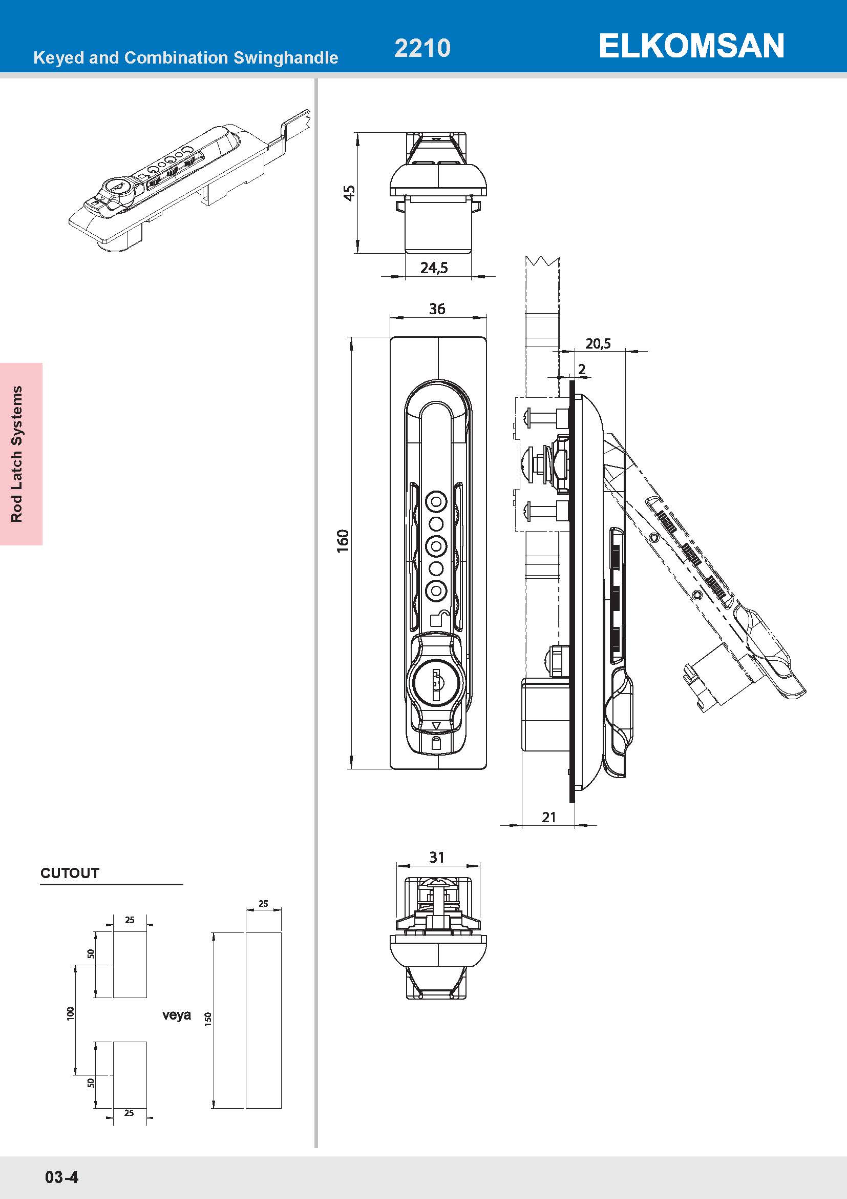 2210 Swinghandle - Combination Lock
