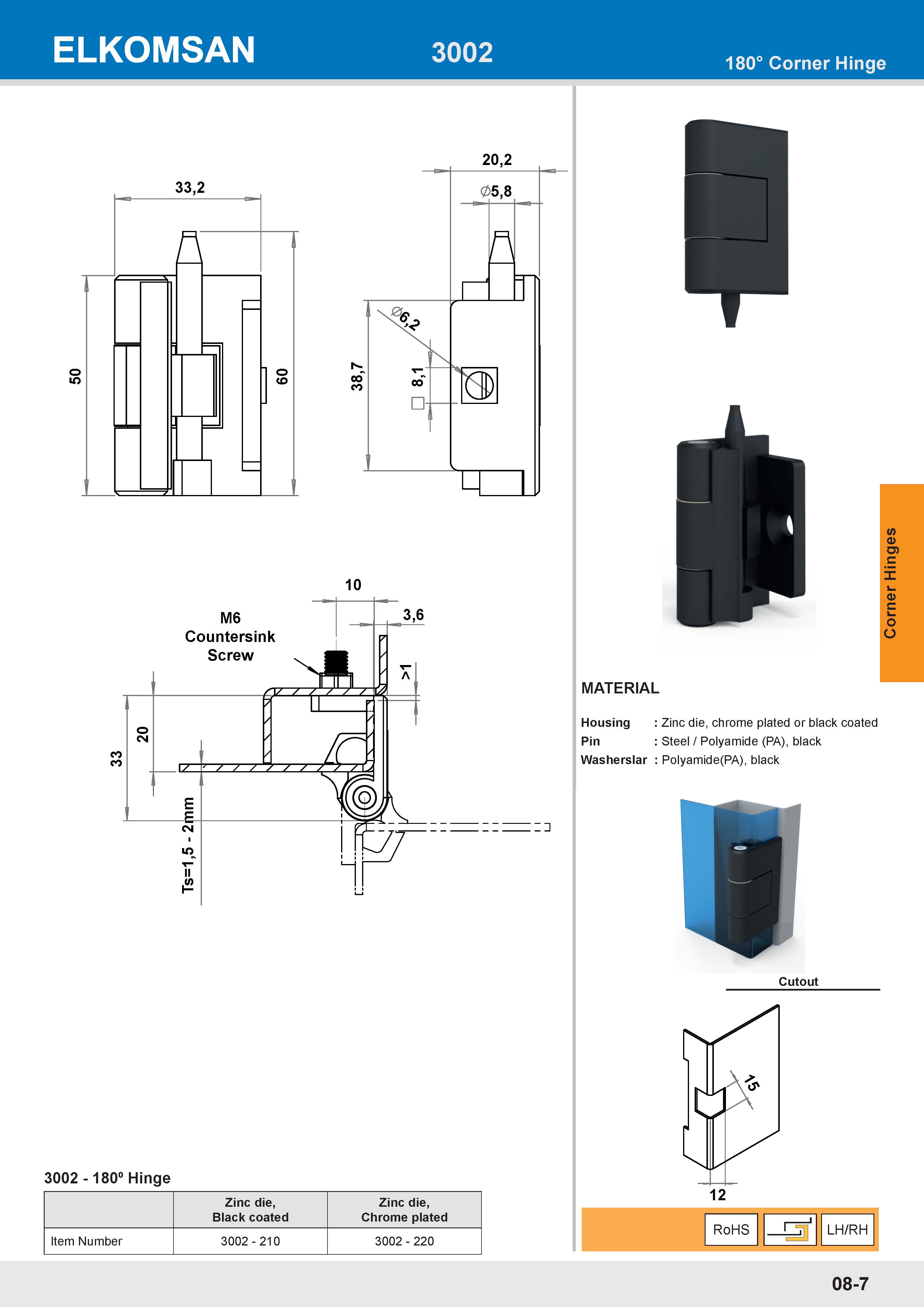 3002 180° Hinge
