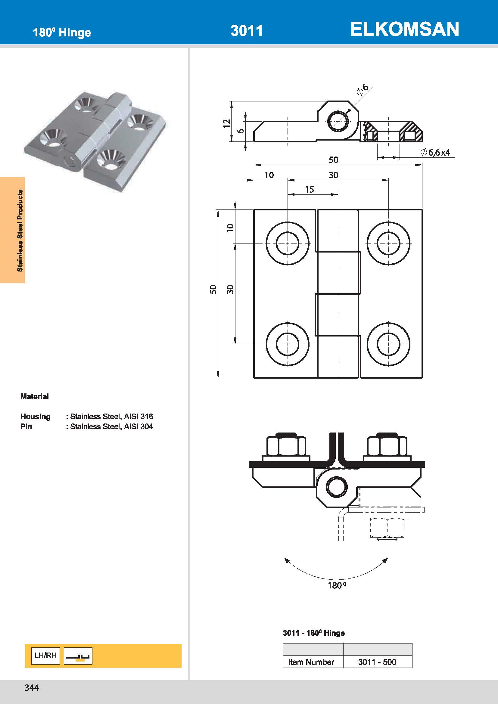 3011-500 180° Hinge