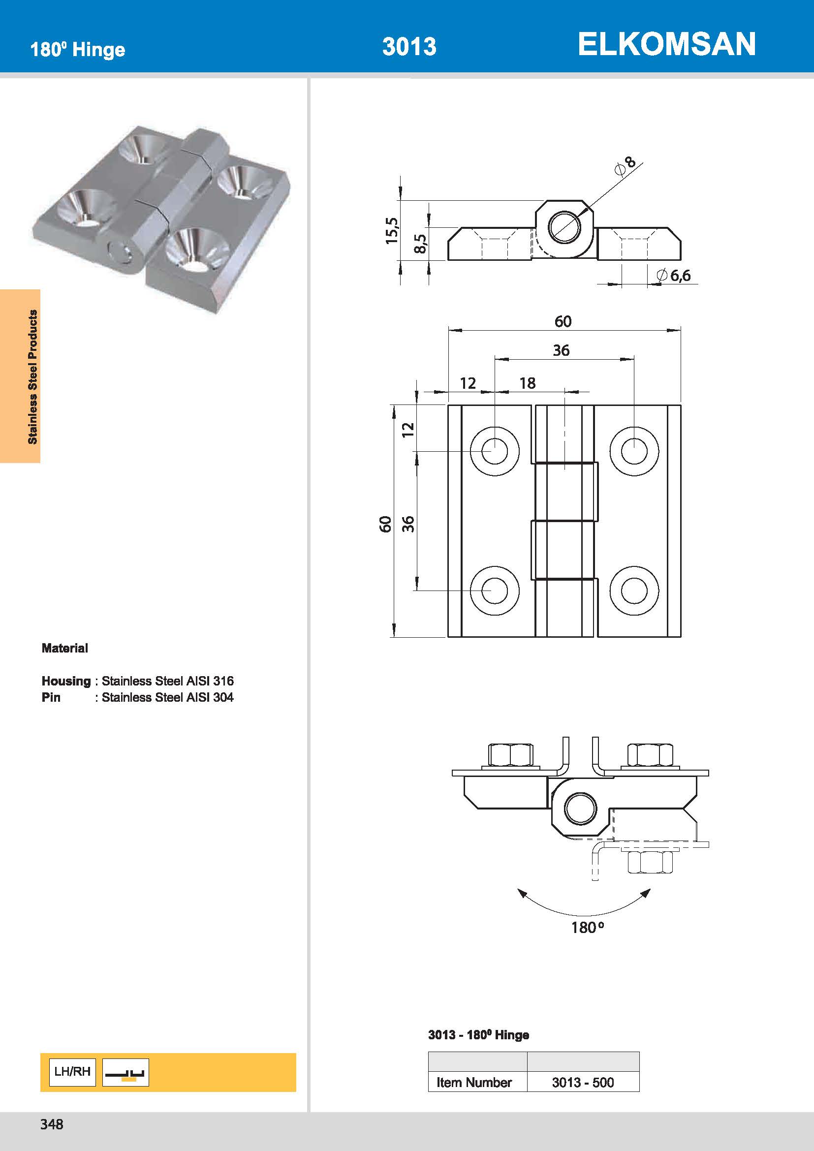 3013-500 180° Hinge