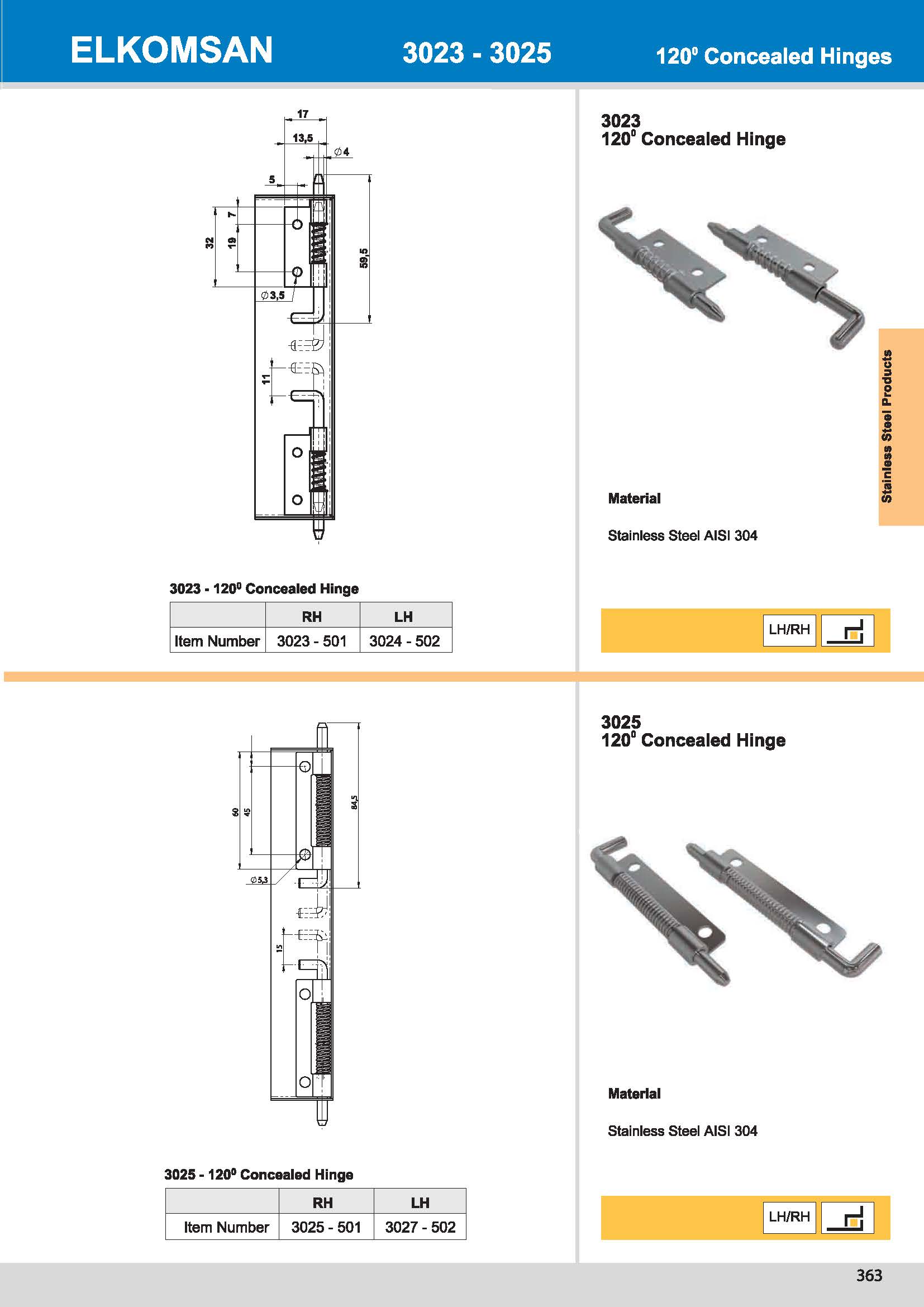 3023-501 120° Concealed Hinge