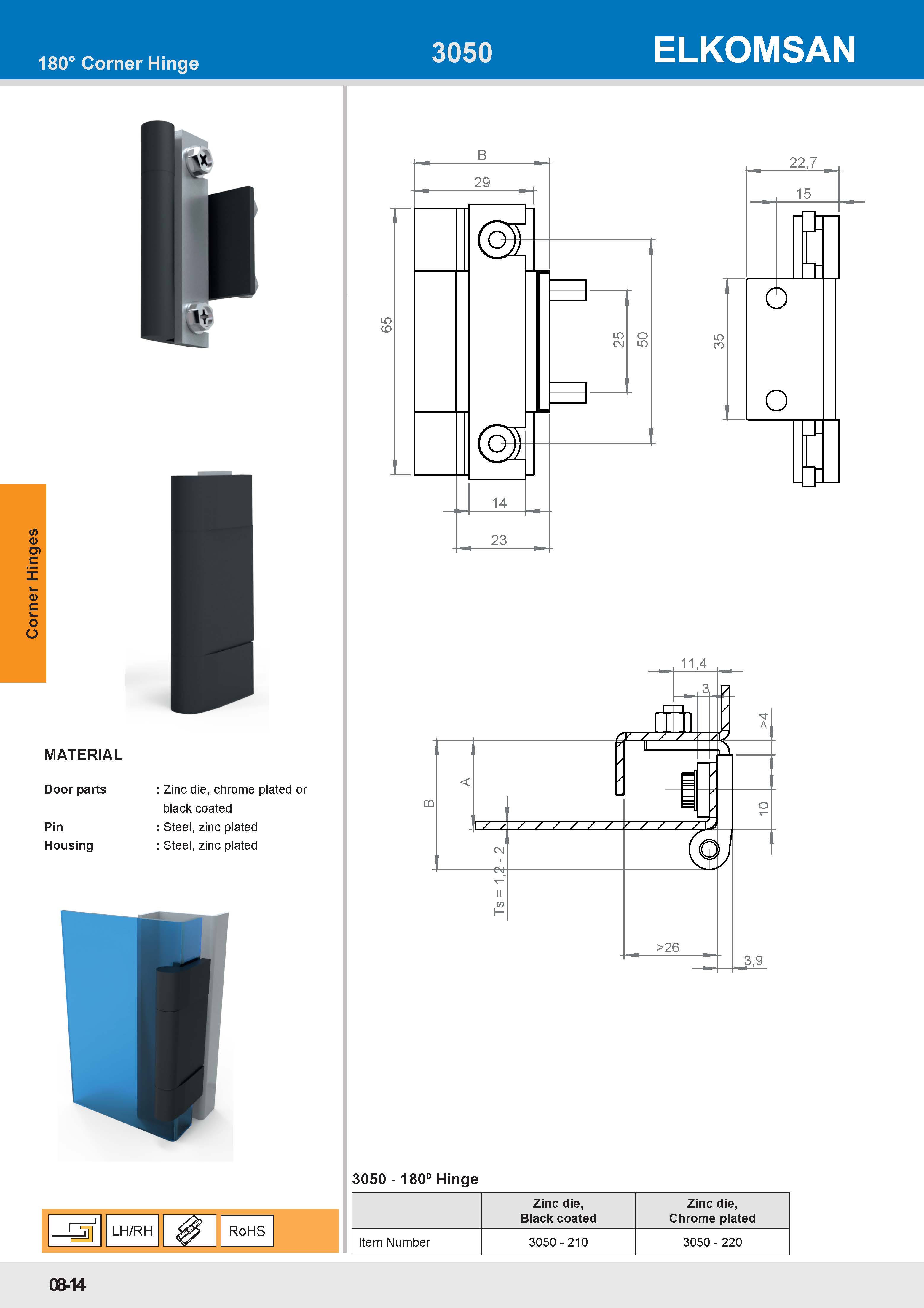 3050 180° Hinge