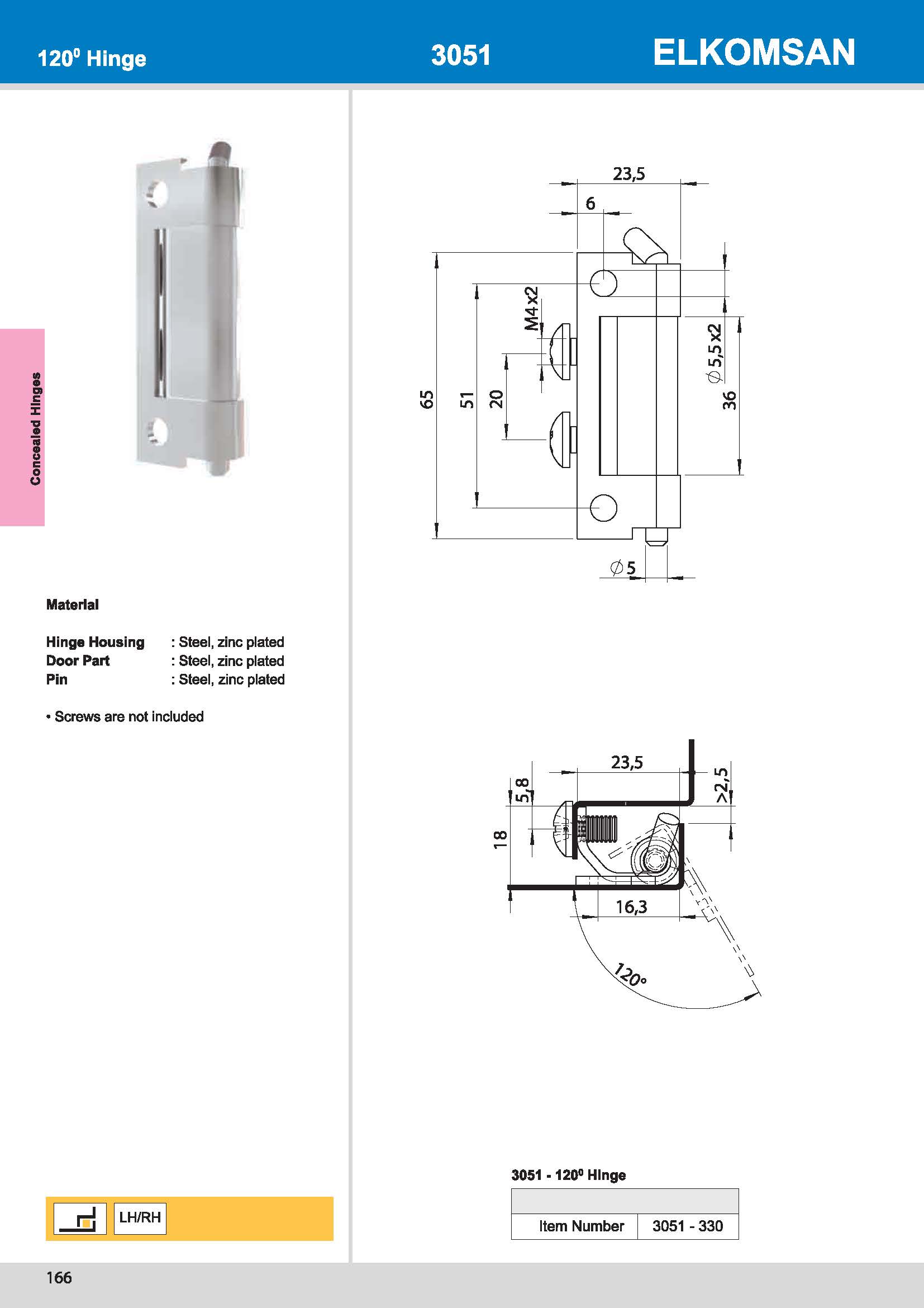3051 120° Hinge