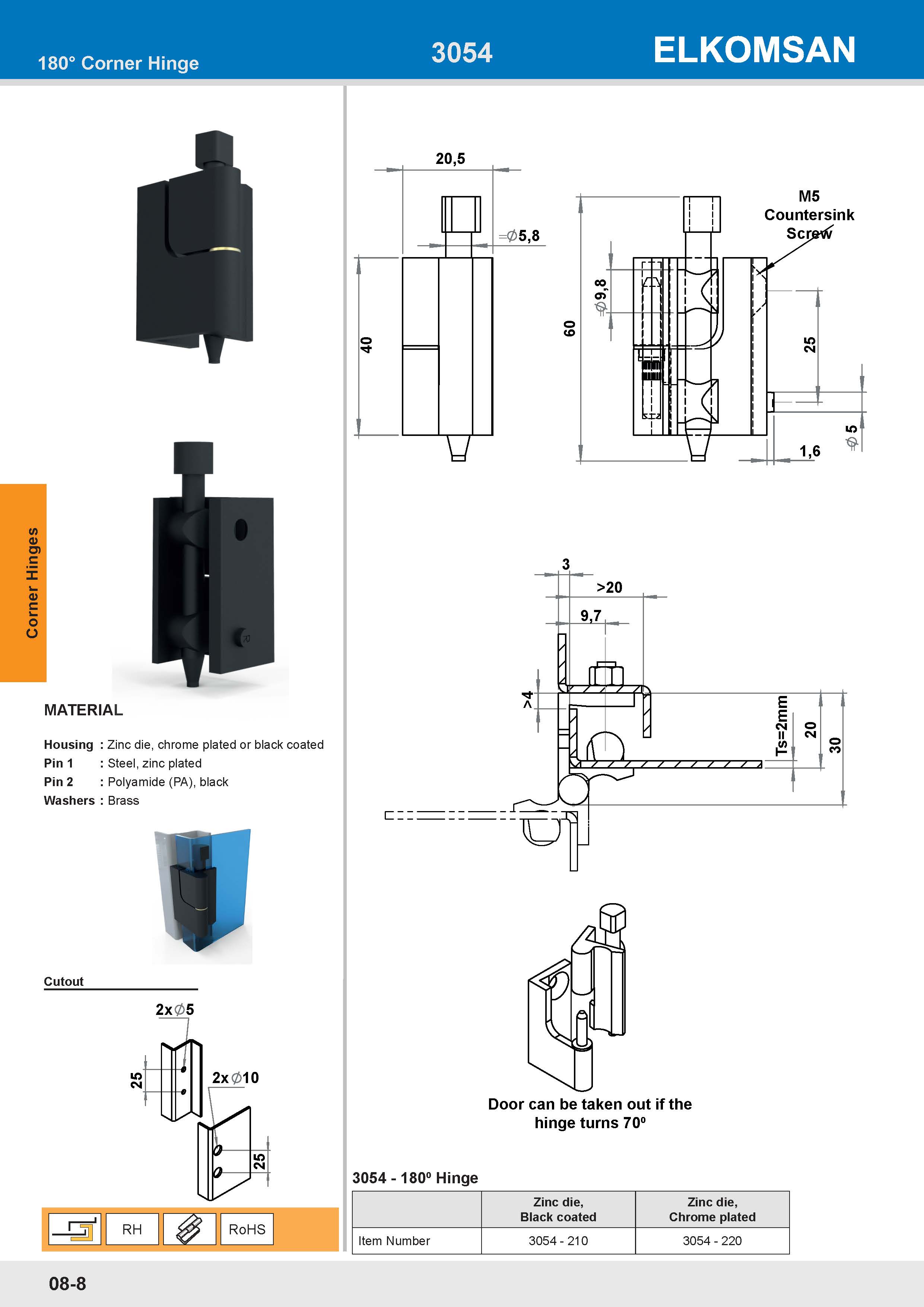 3054 120° Hinge