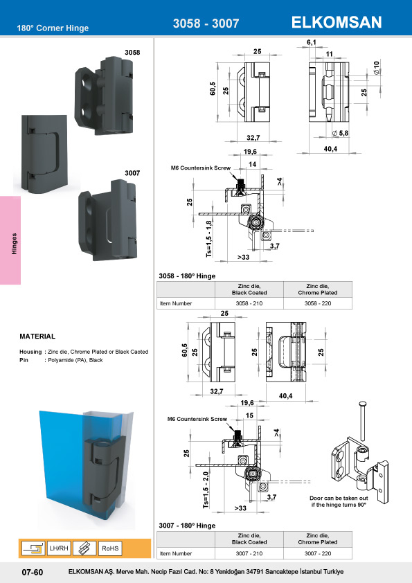 3058 180° Hinge
