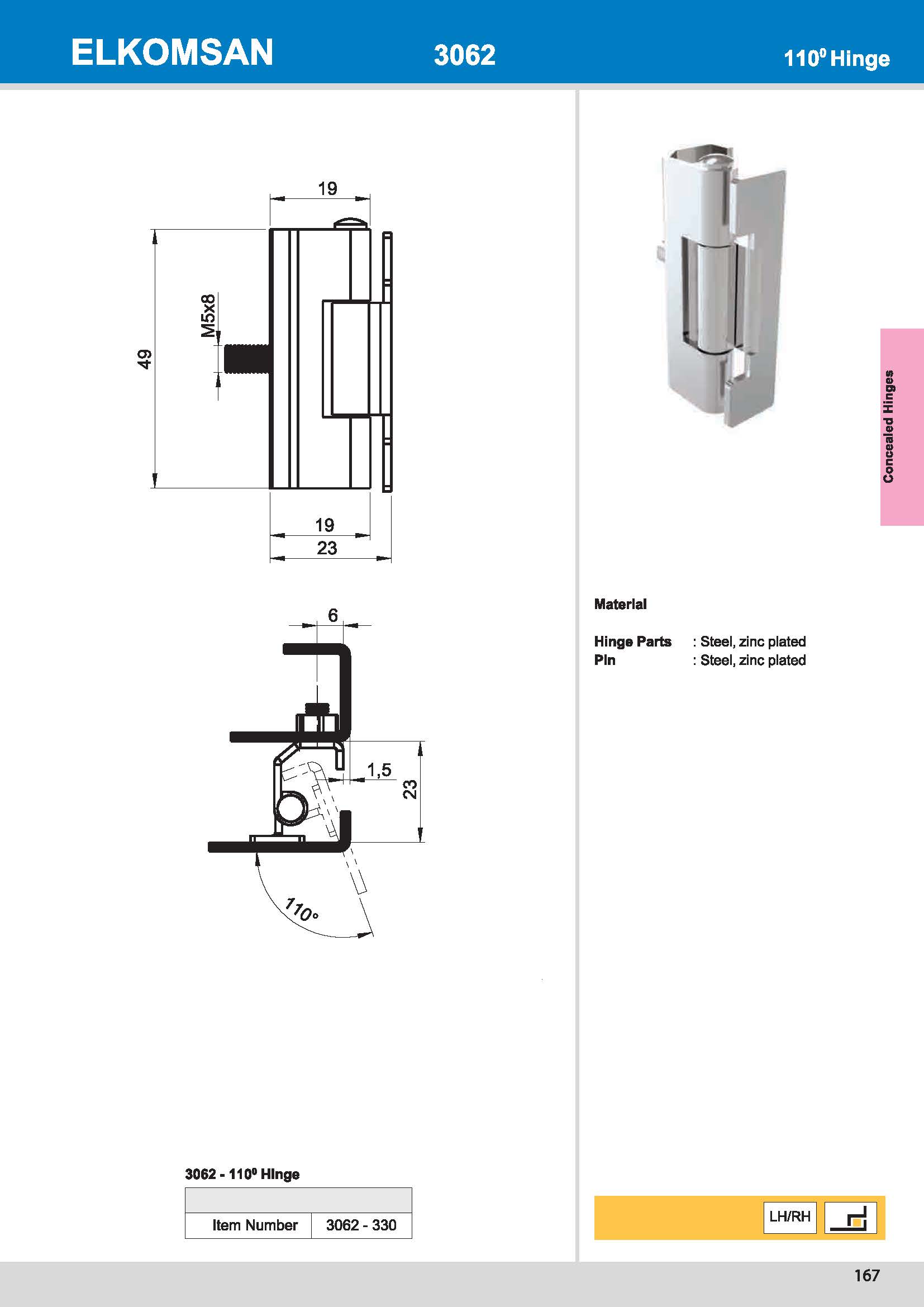 3062 110° Hinge
