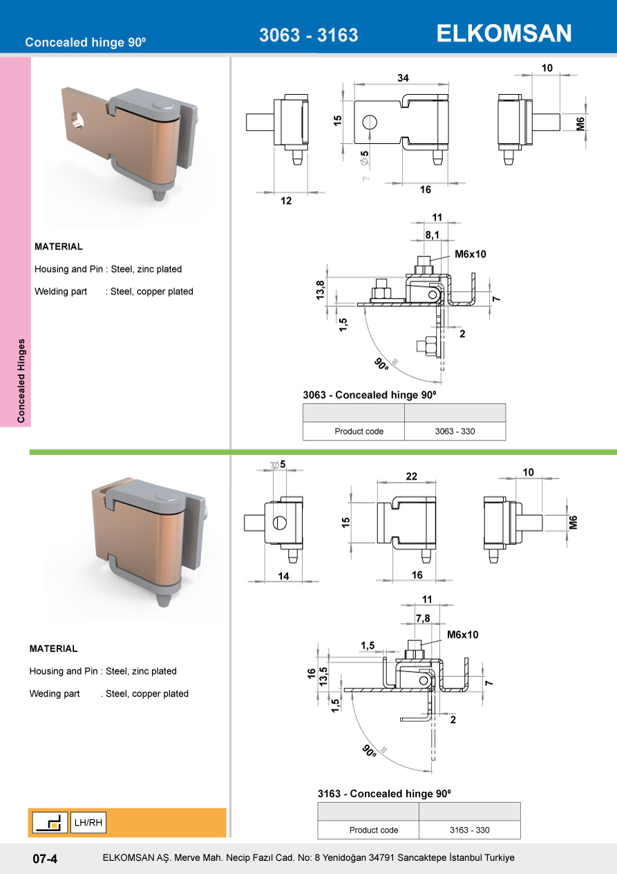 3163 90° Concealed Hinge
