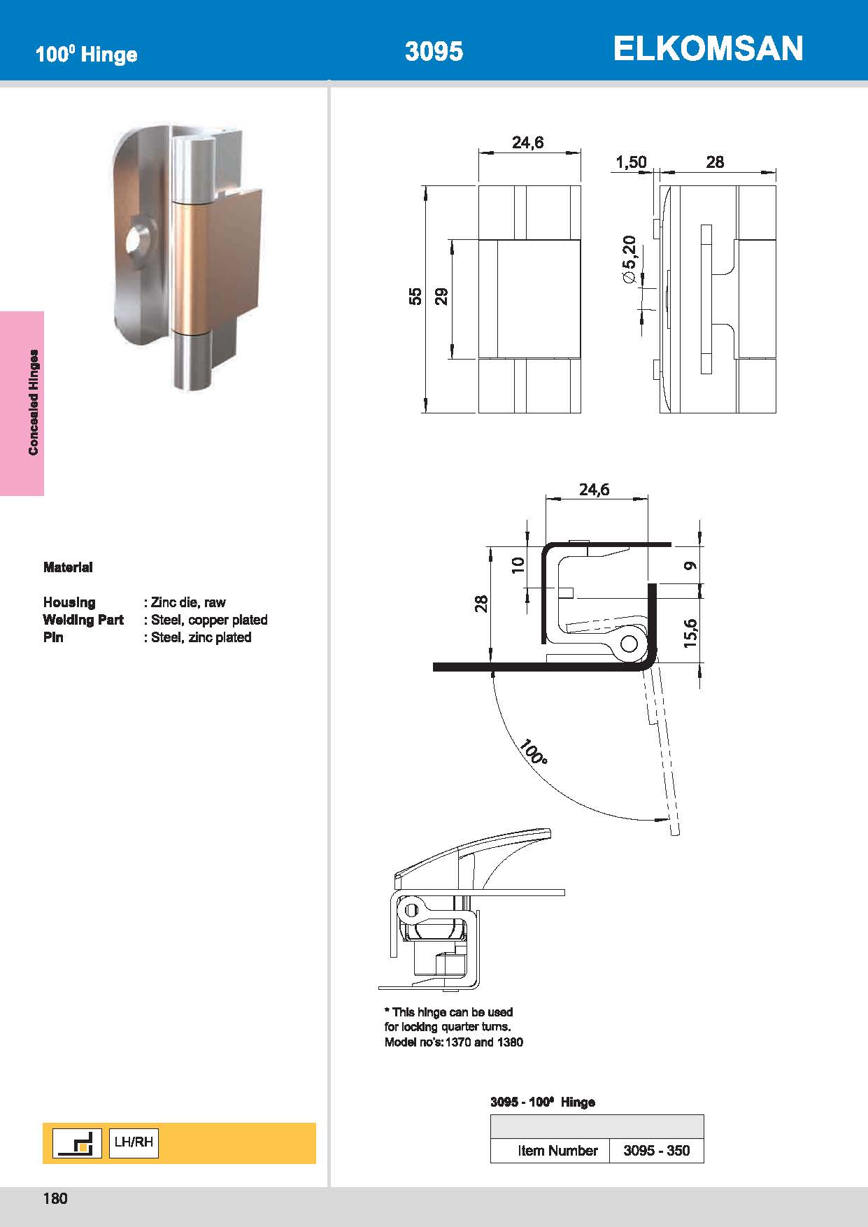 3095 100° Hinge
