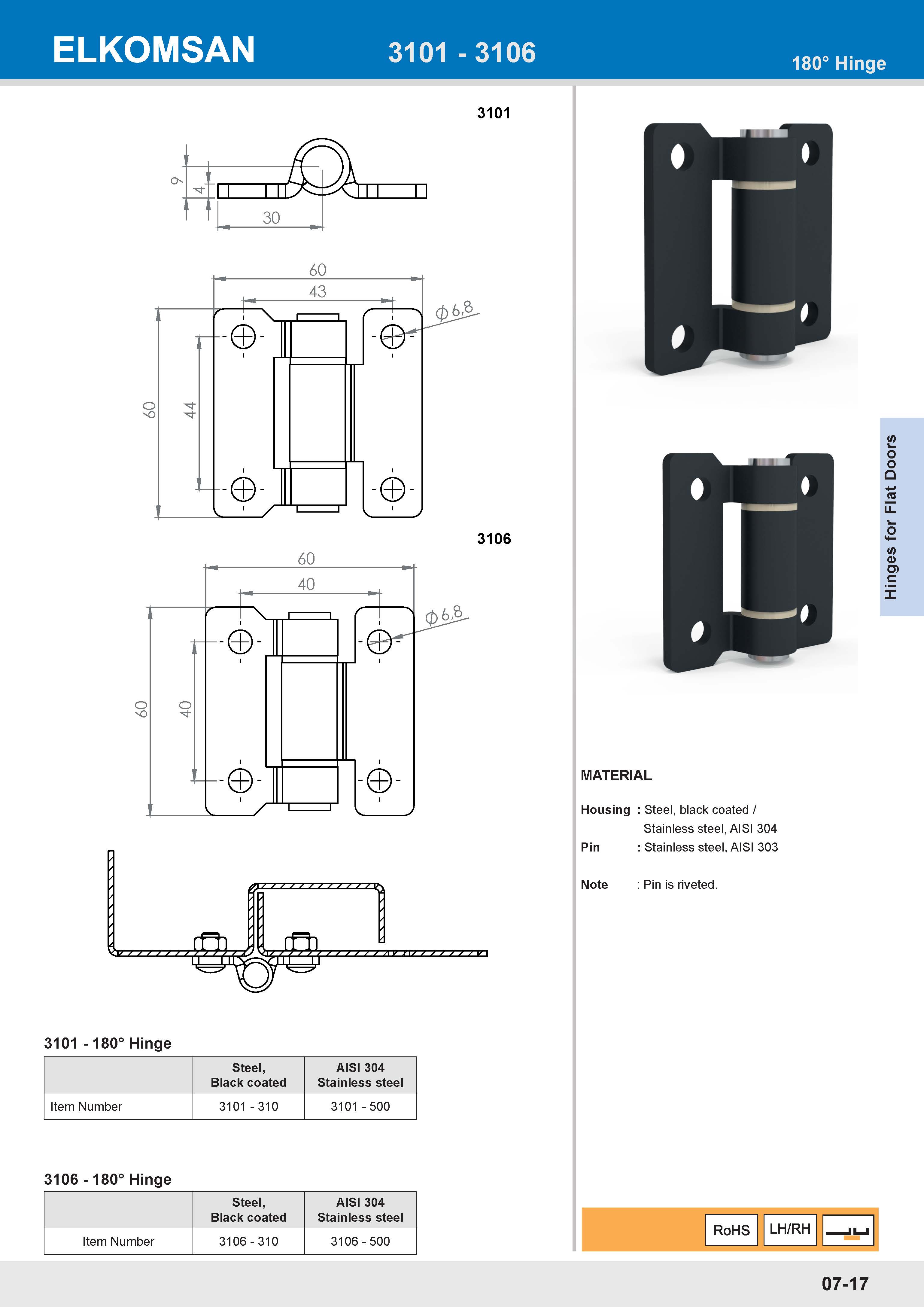 3106 180° Hinge