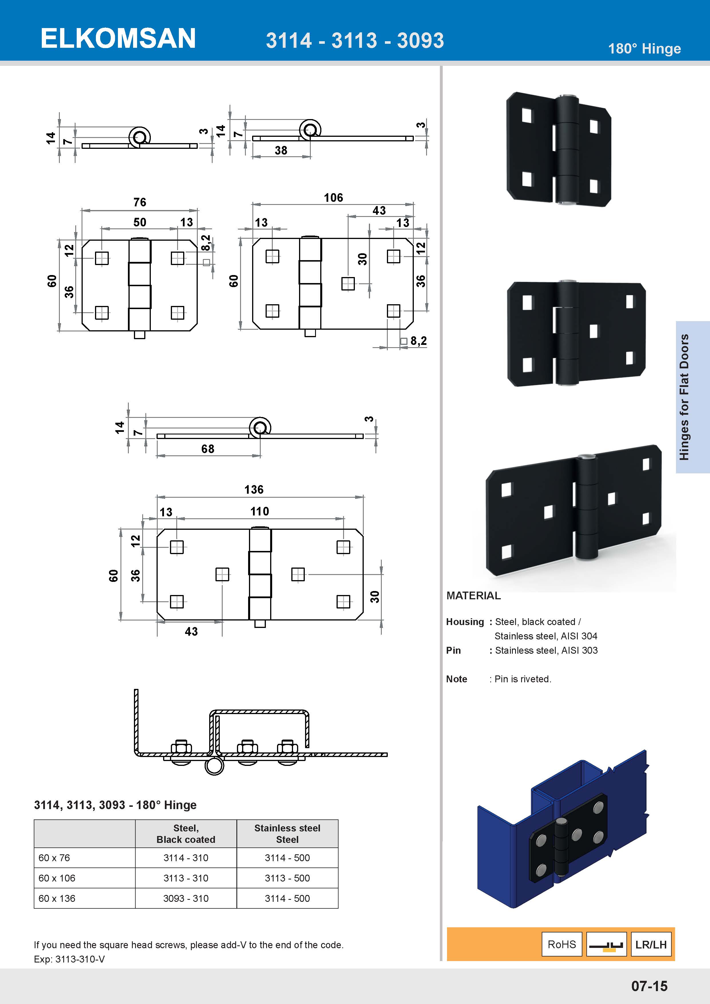 3113 180° Hinge