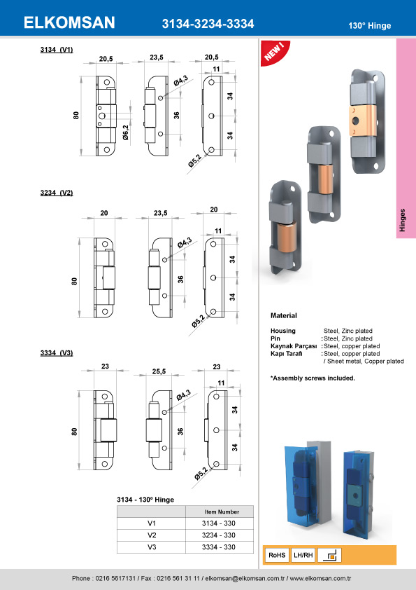 3134 130° Hinge