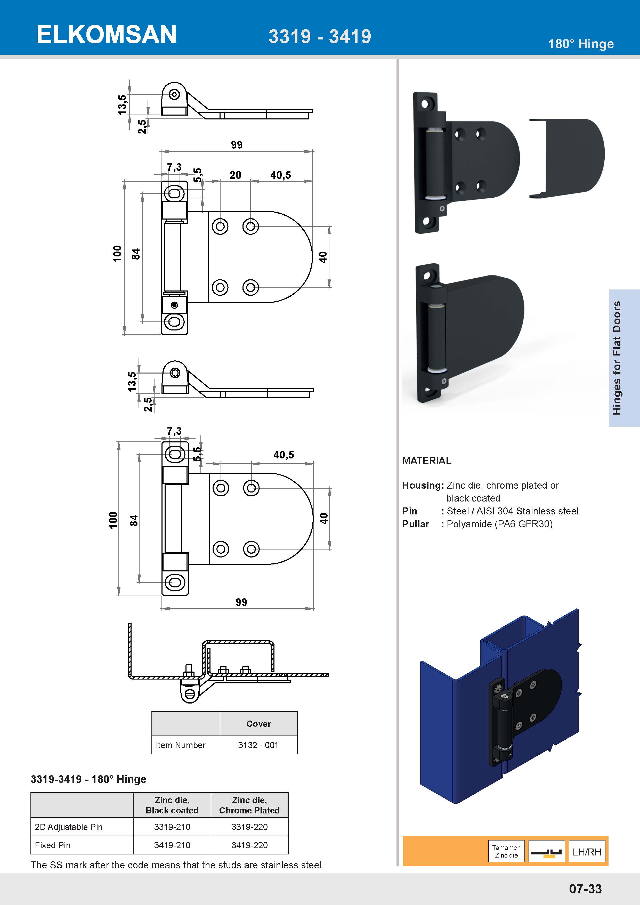 3319 180° Hinge