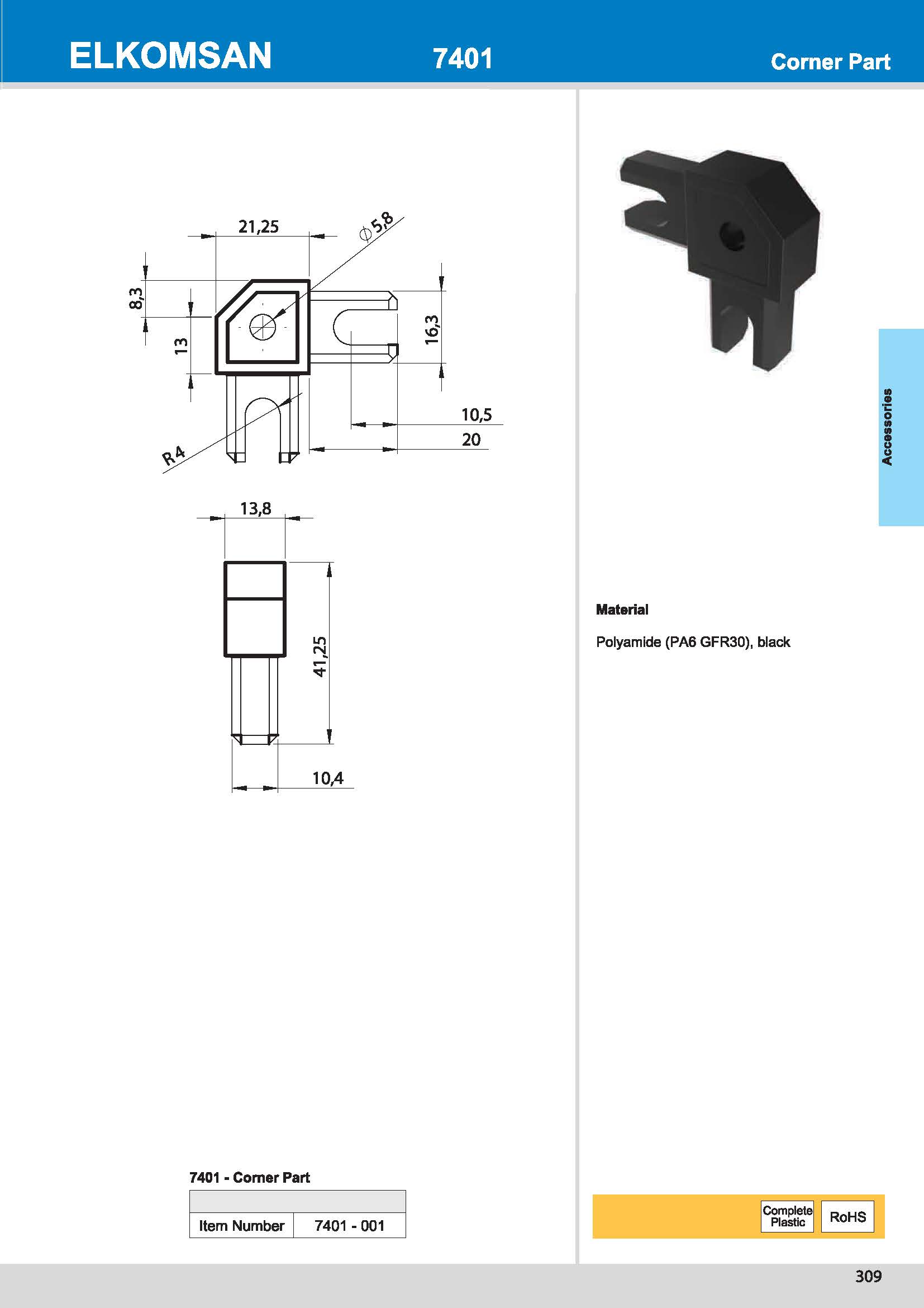 7401-001 Corner Part