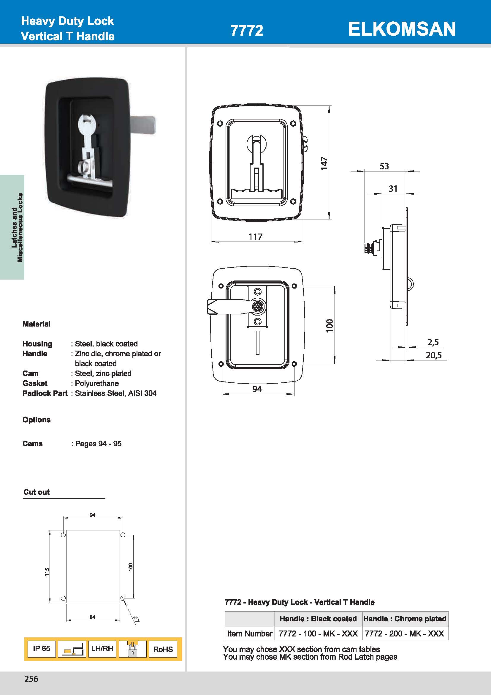 7772 Heavy Duty Lock - Vertıcal T Handle