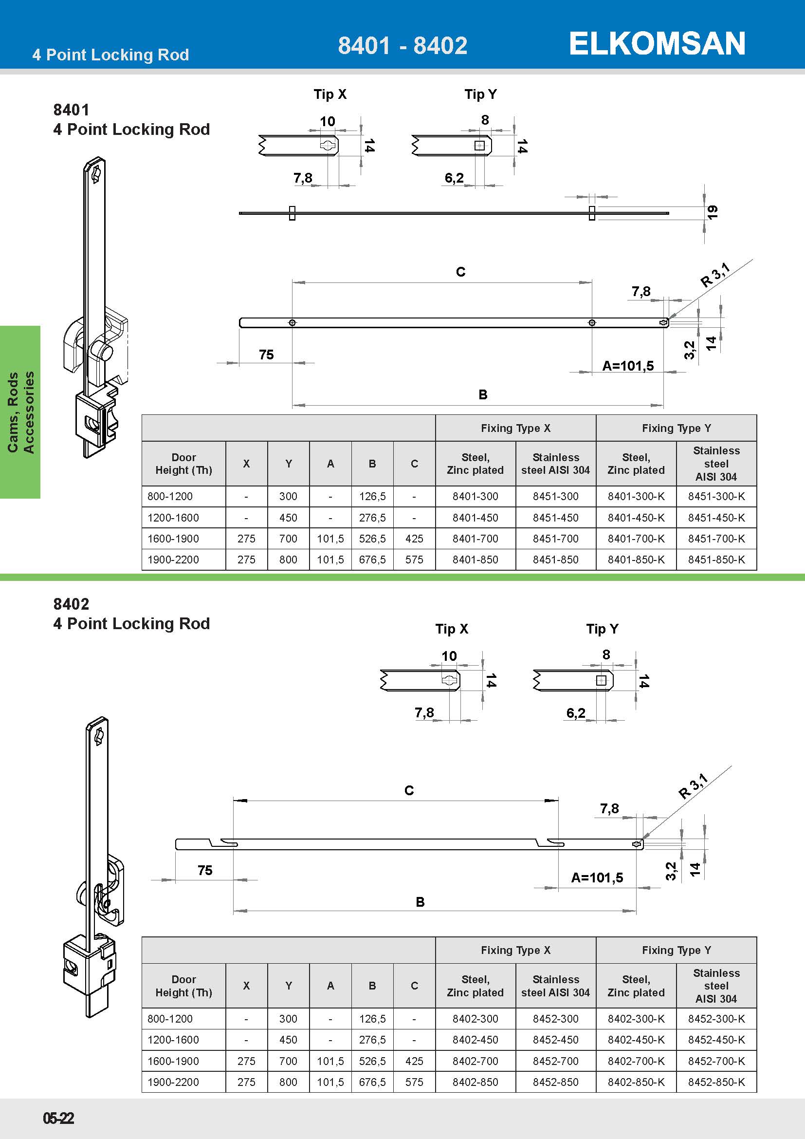 8401 4 Point Locking Rod