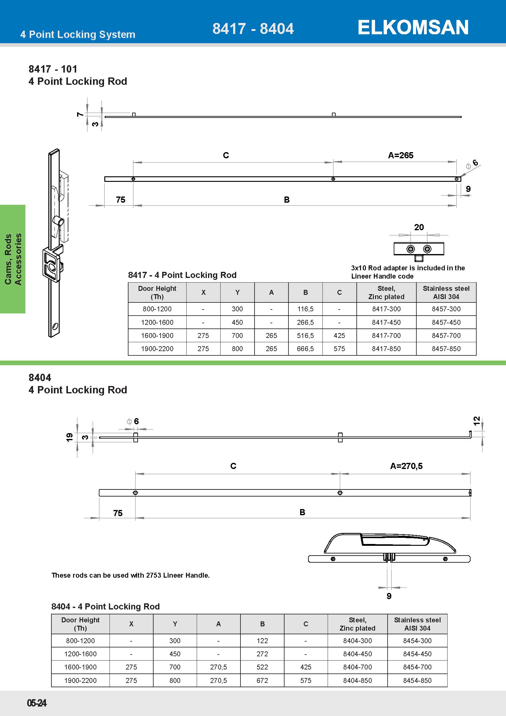 8404 4 Point Locking Rod