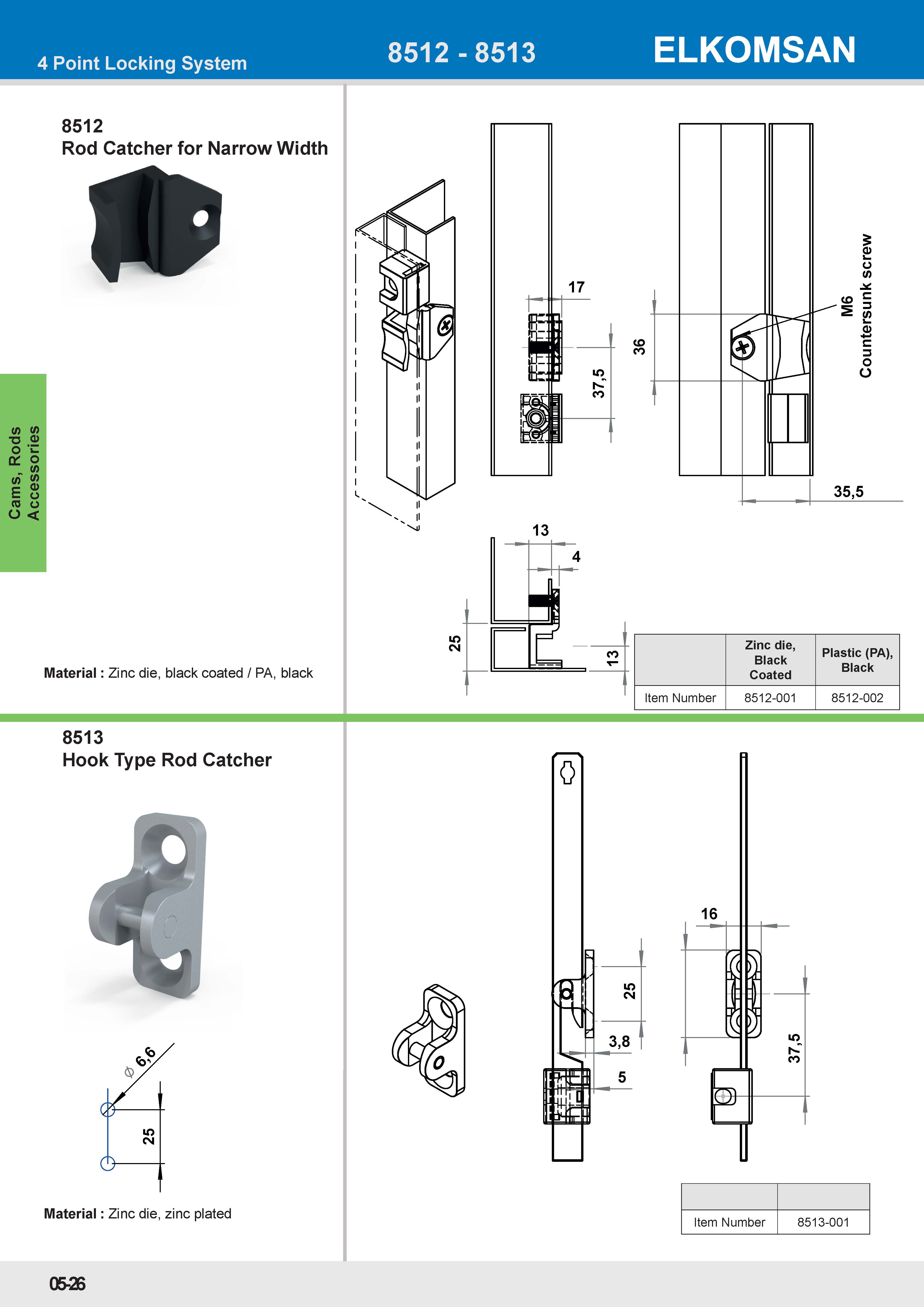 8513 Hook Type Rod Catcher
