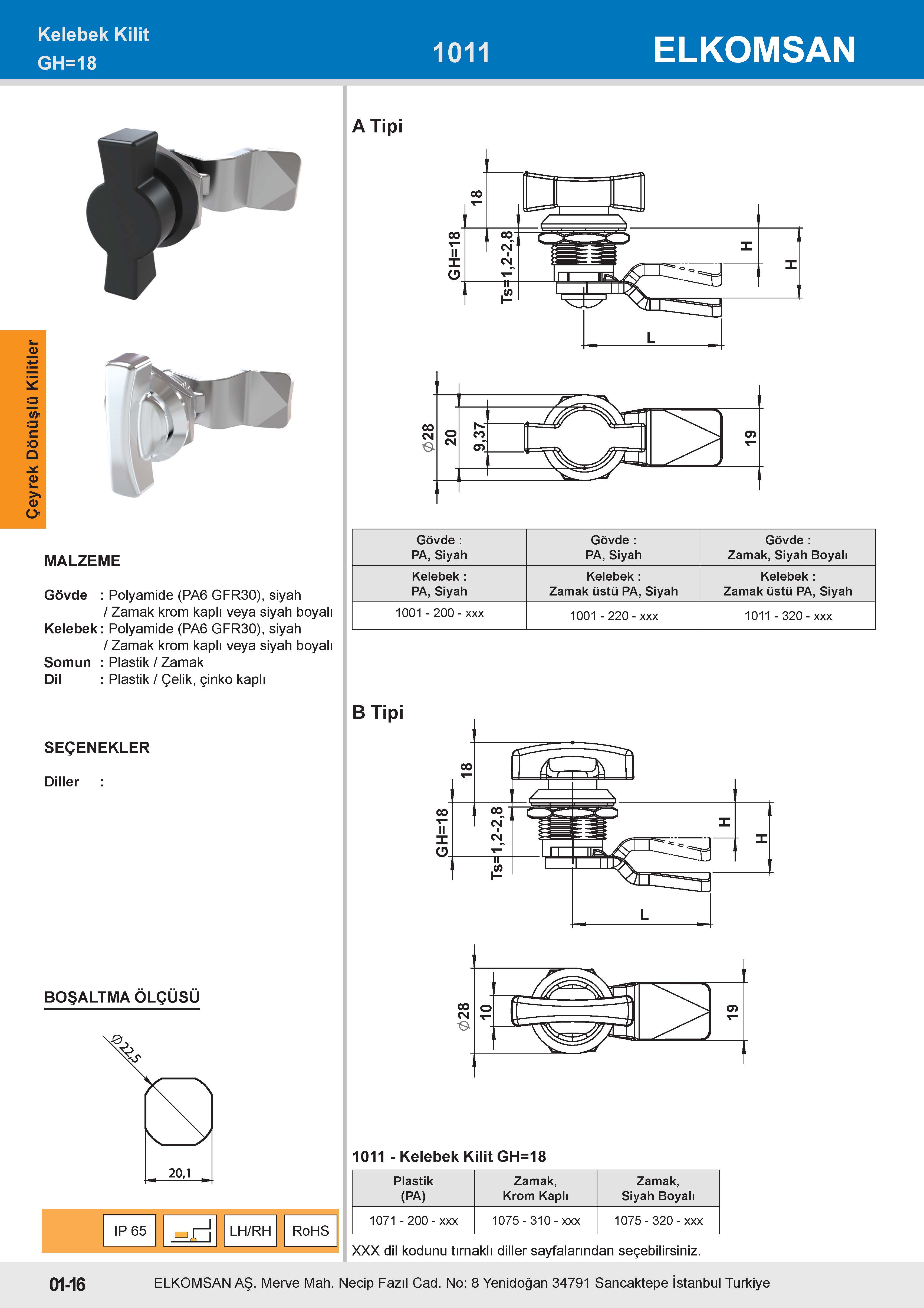 1011 Kelebek Kilit GH=18