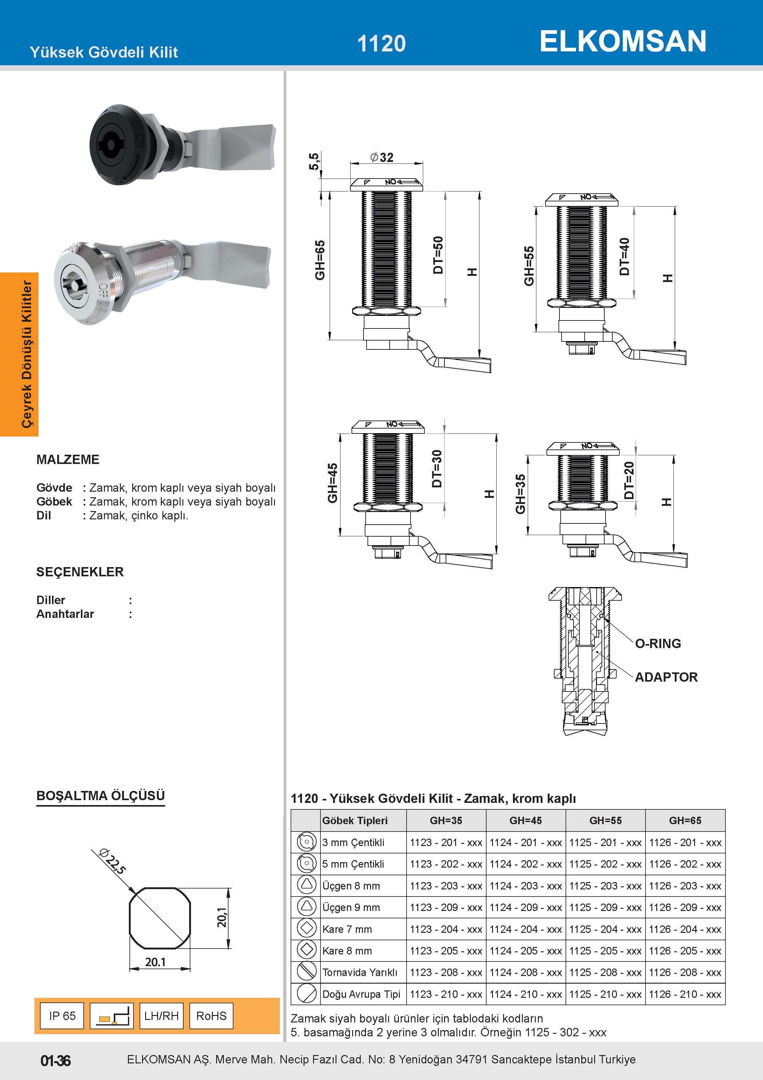 1120 Yüksek Gövdeli Kilit