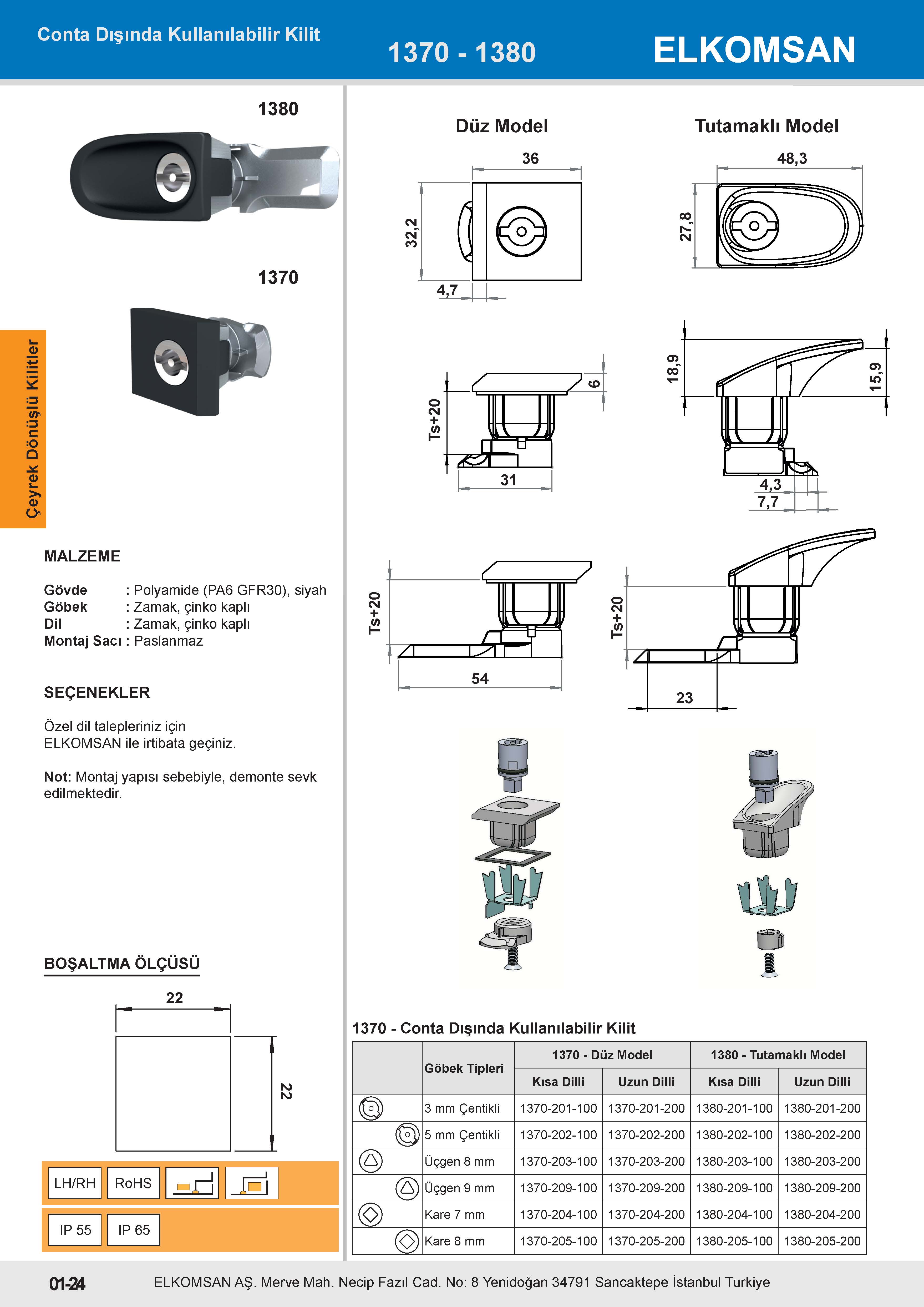 1380 Conta Dışında Kullanılabilir Kilit