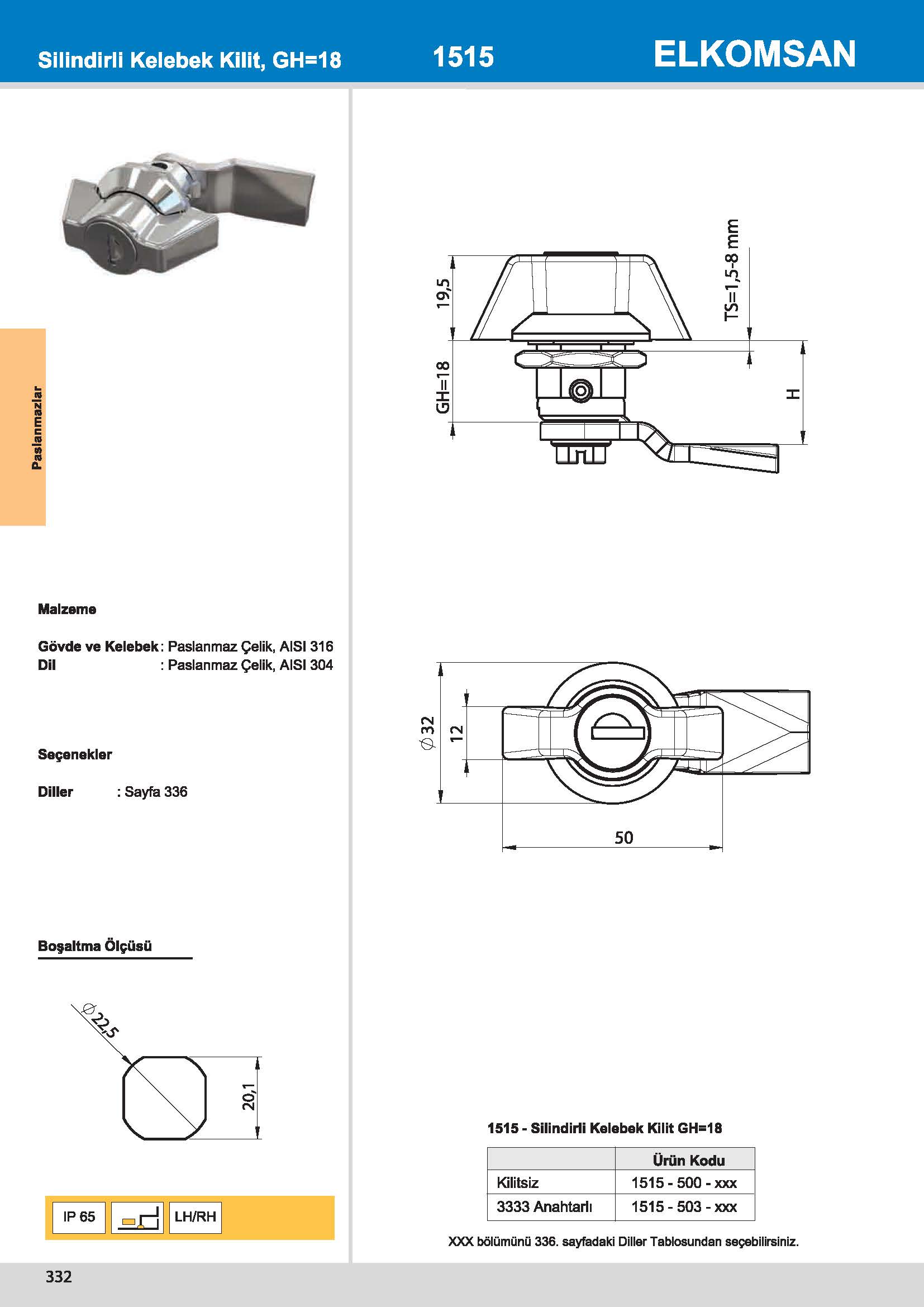 1515 Silindirli Kelebek Kilit