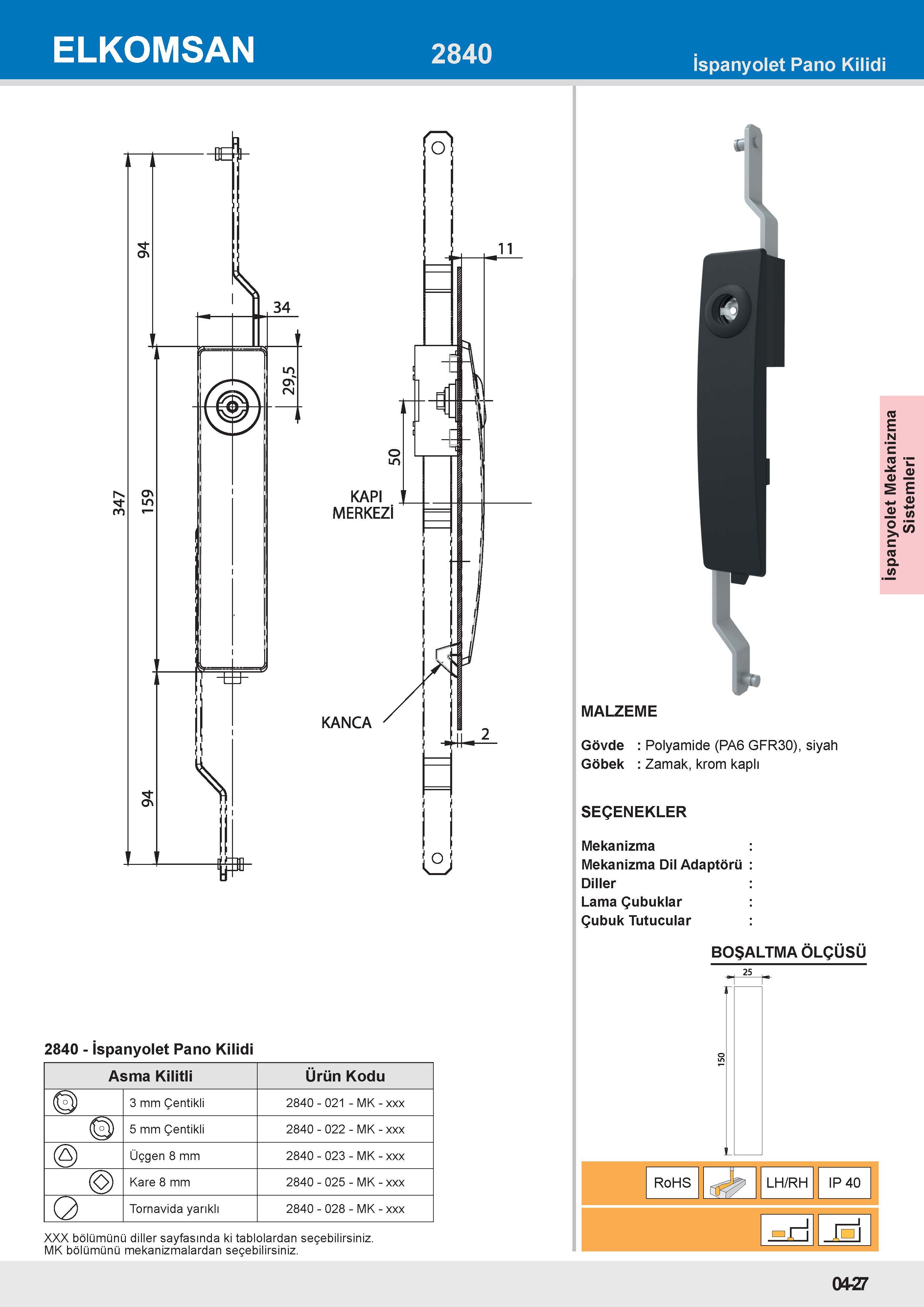 2840-MK İspanyolet Kilit