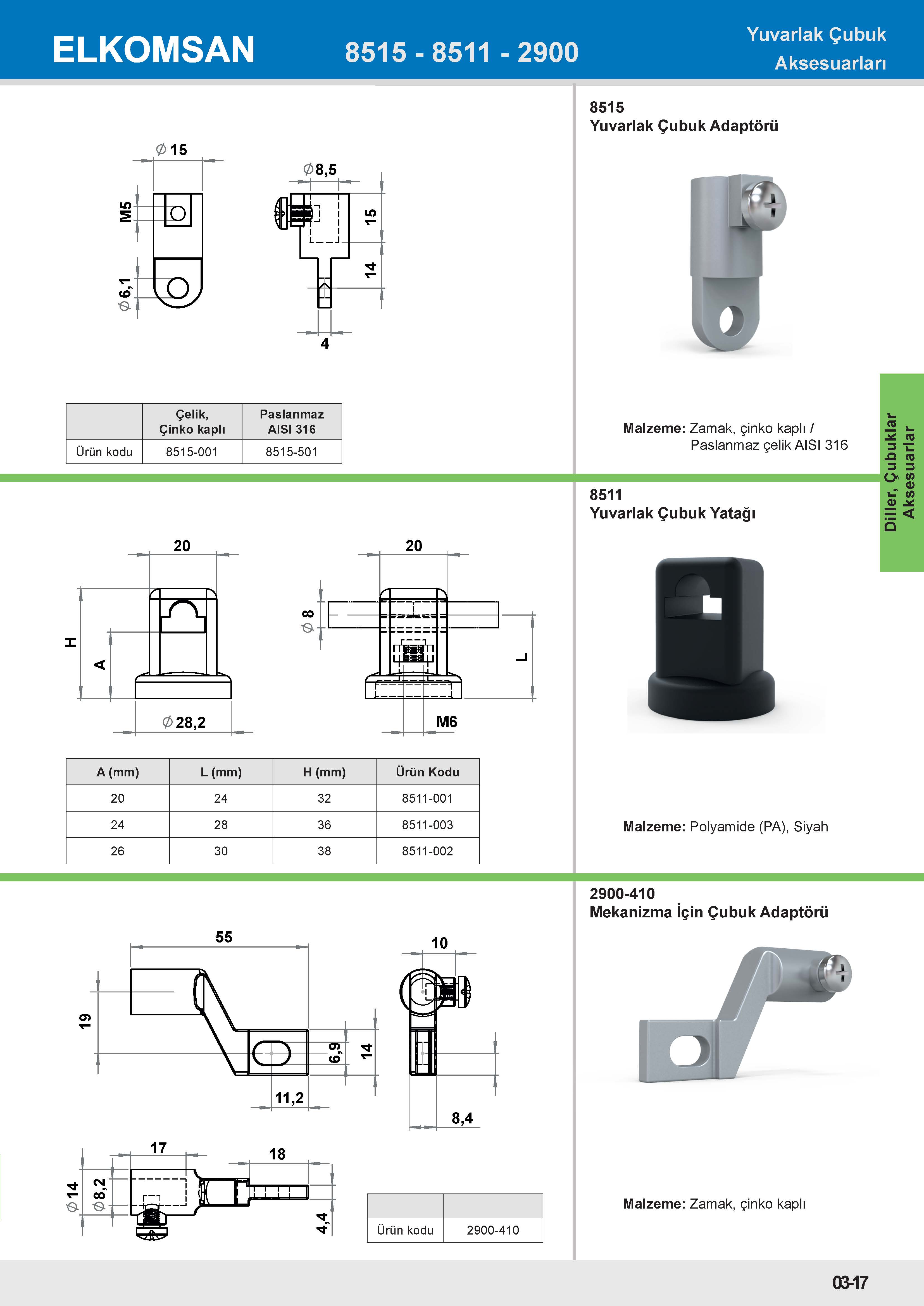 2900-410 Mekanizma için Yuvarlak Çubuk Adaptörü