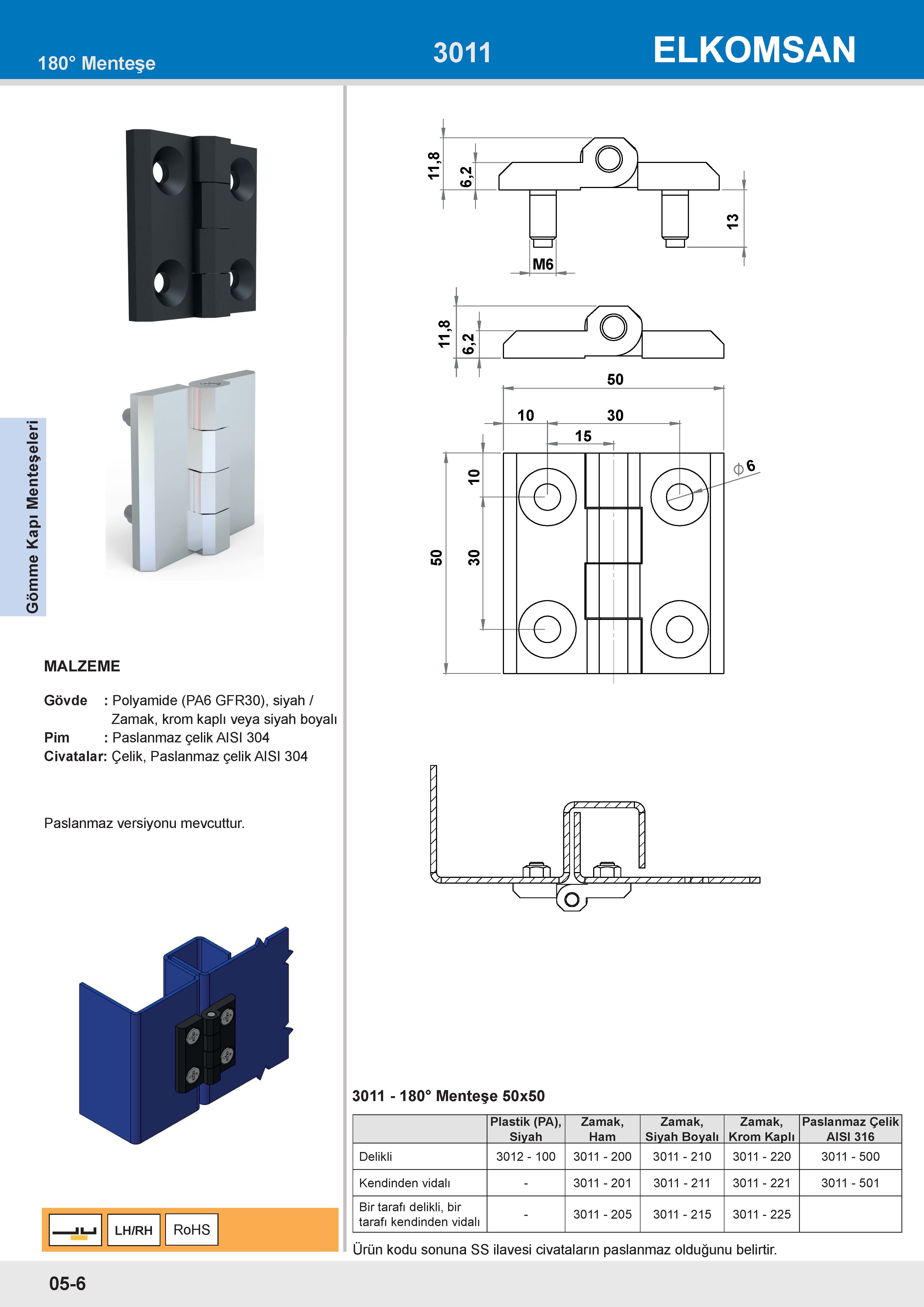 3011 180° Menteşe 50x50
