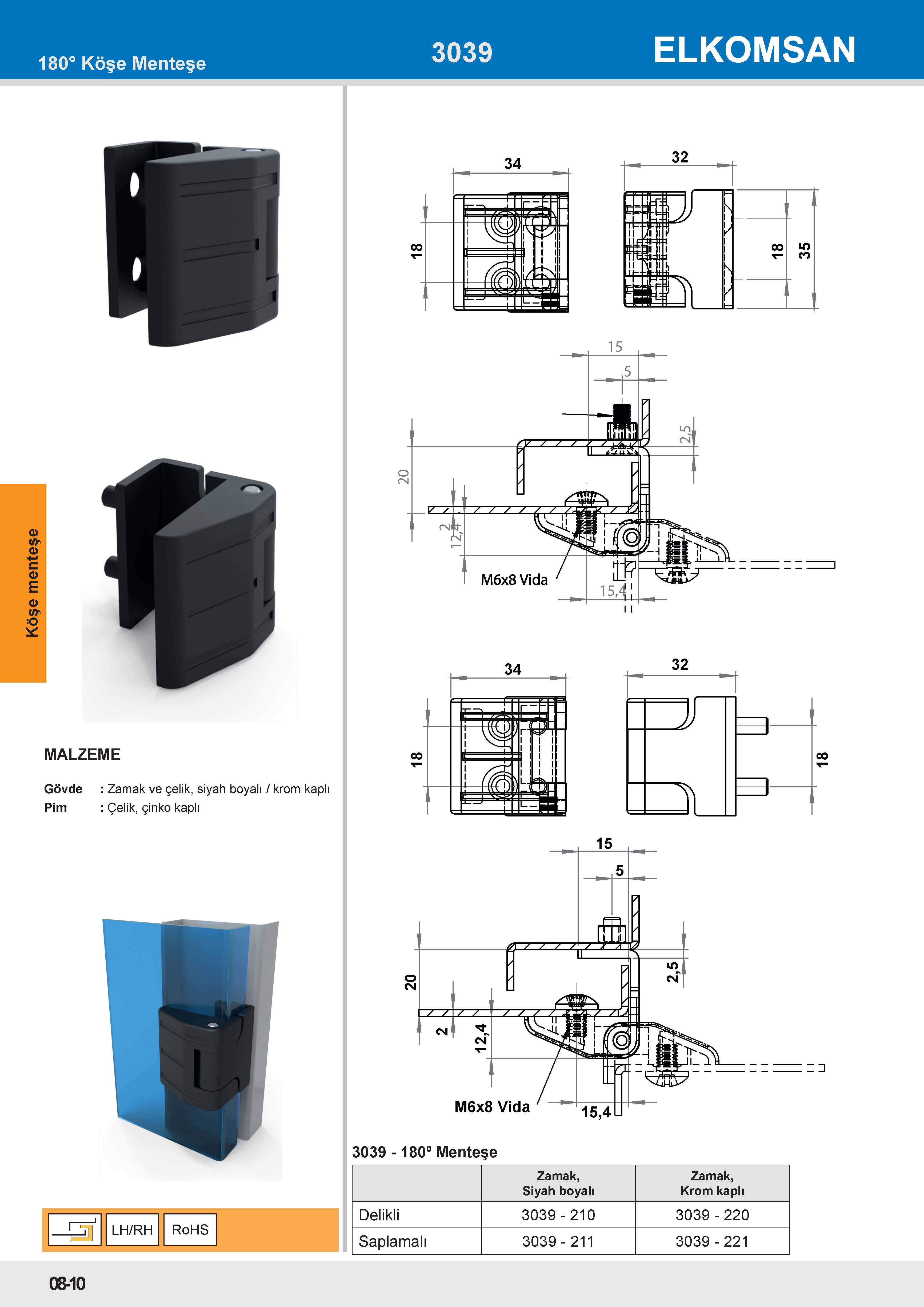 3039 180° Menteşe