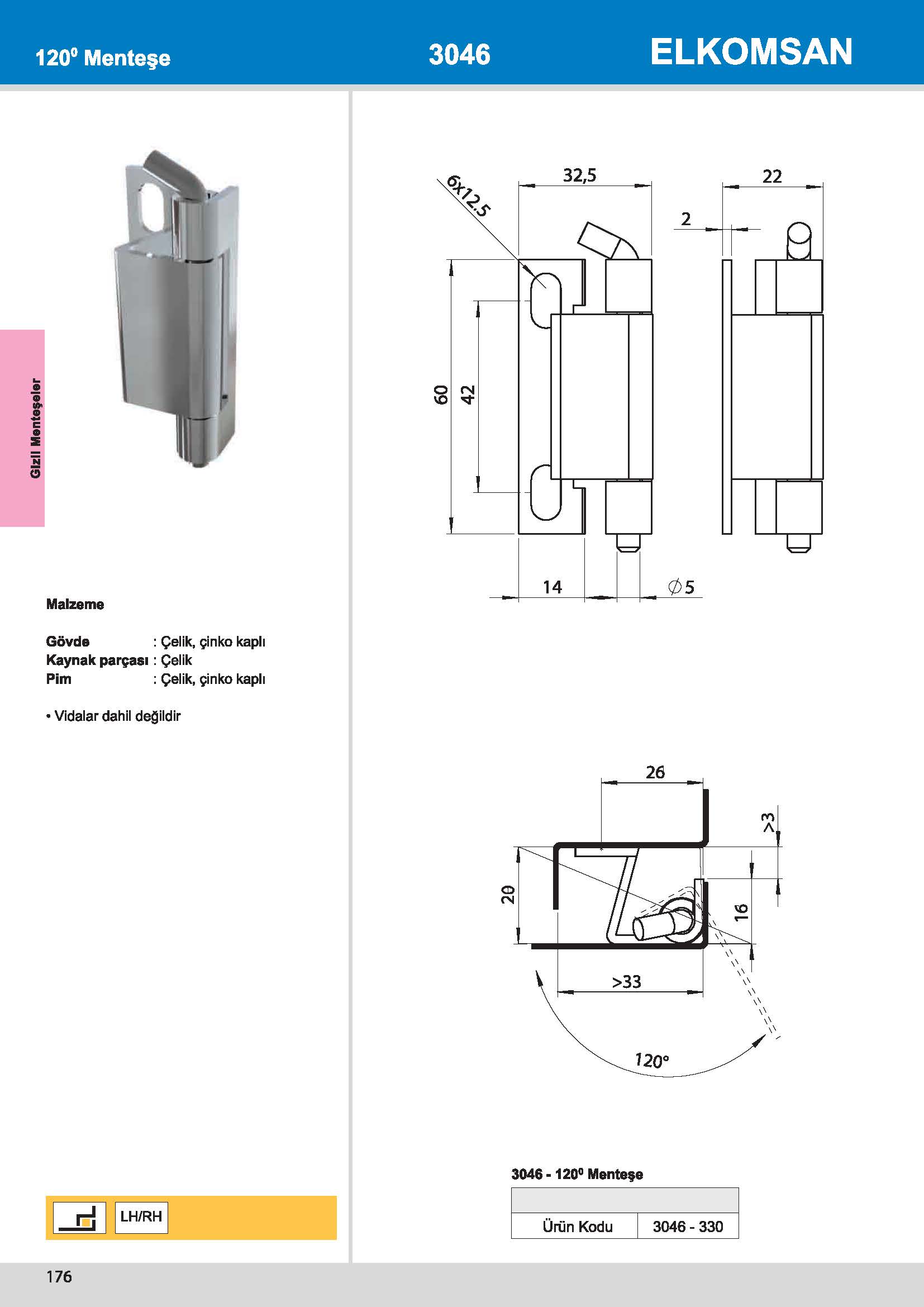 3046 120° Menteşe