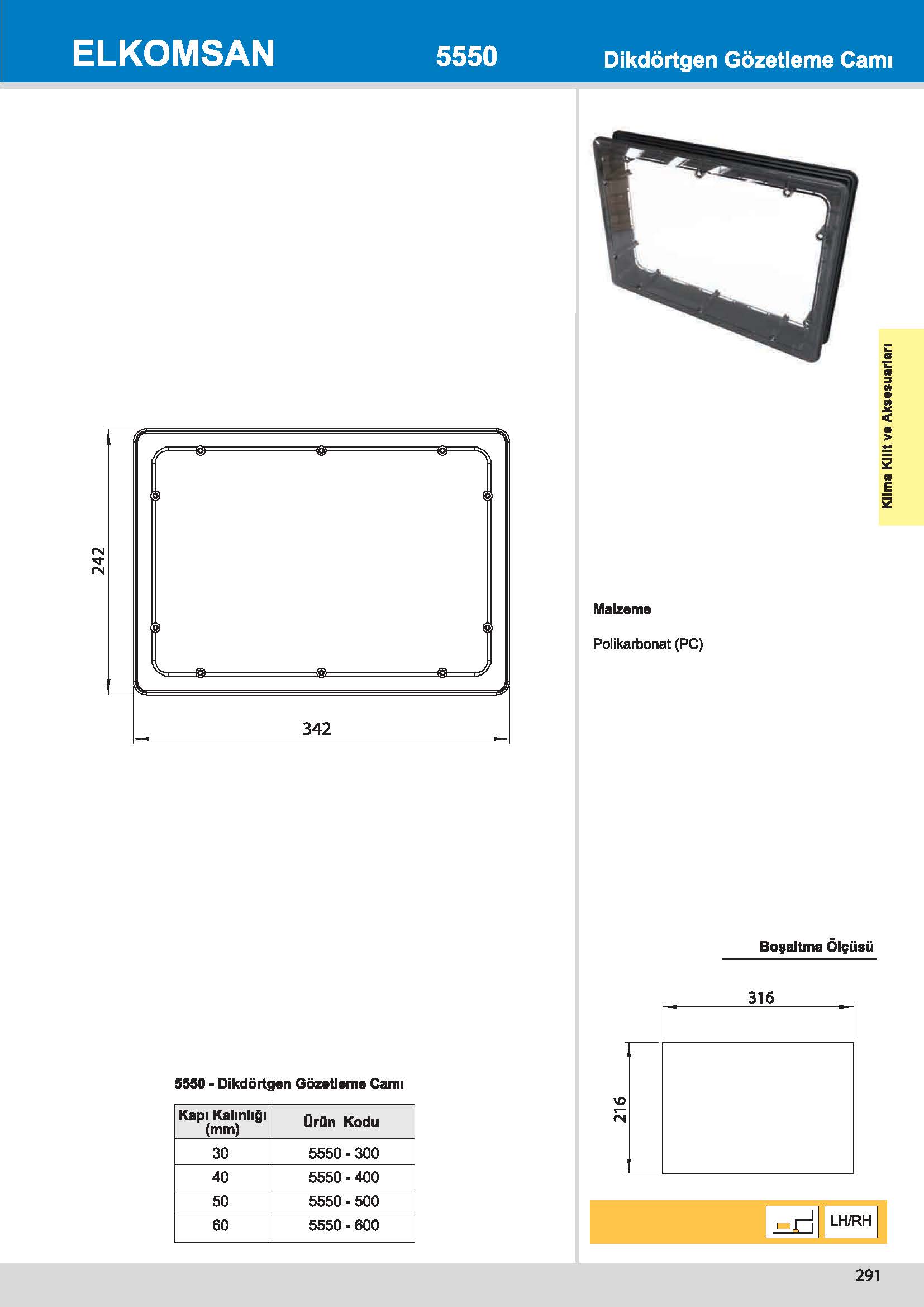 5550 Dikdörtgen Gözetleme Camı
