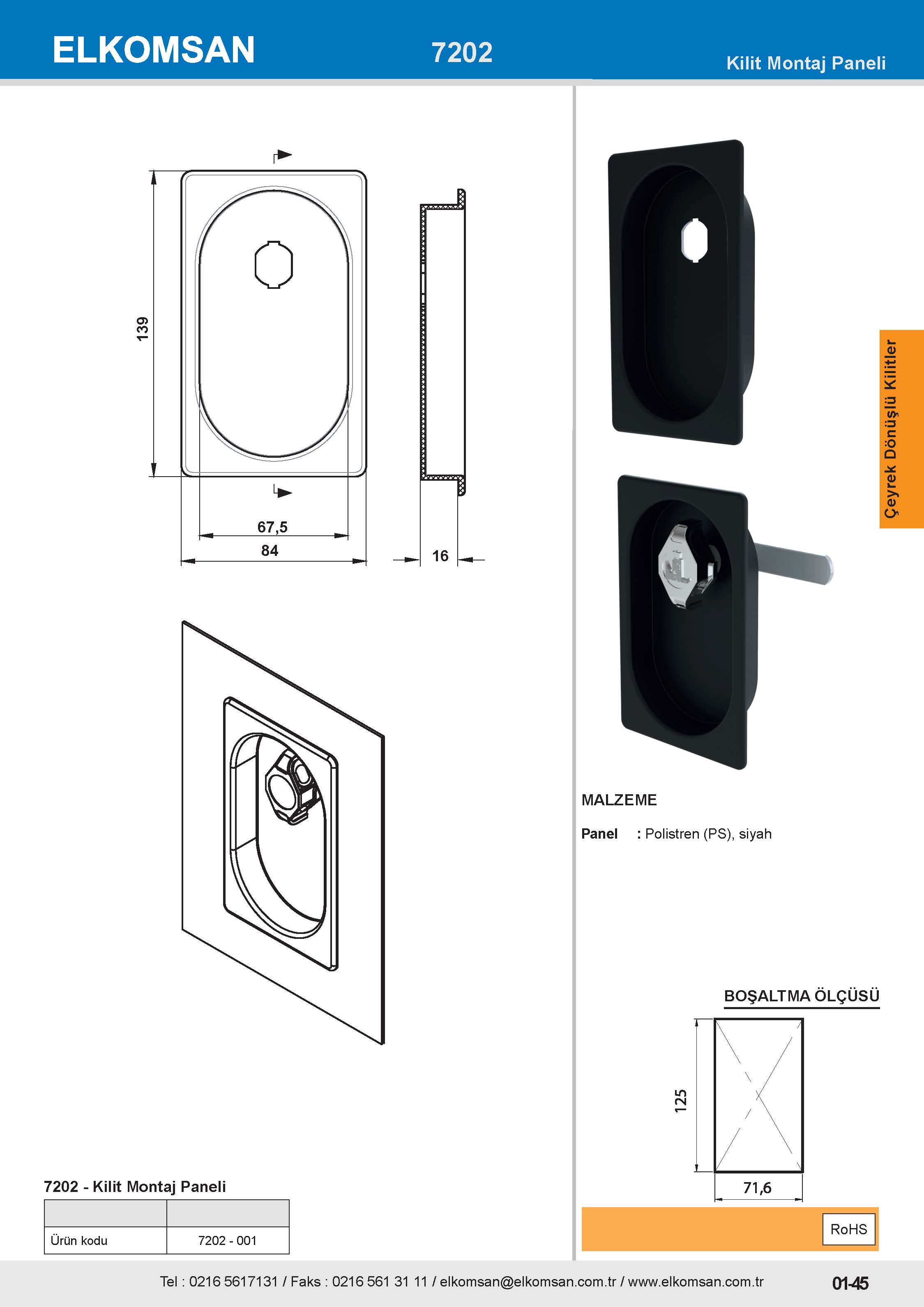 7202 Asma Kilit Montaj Paneli