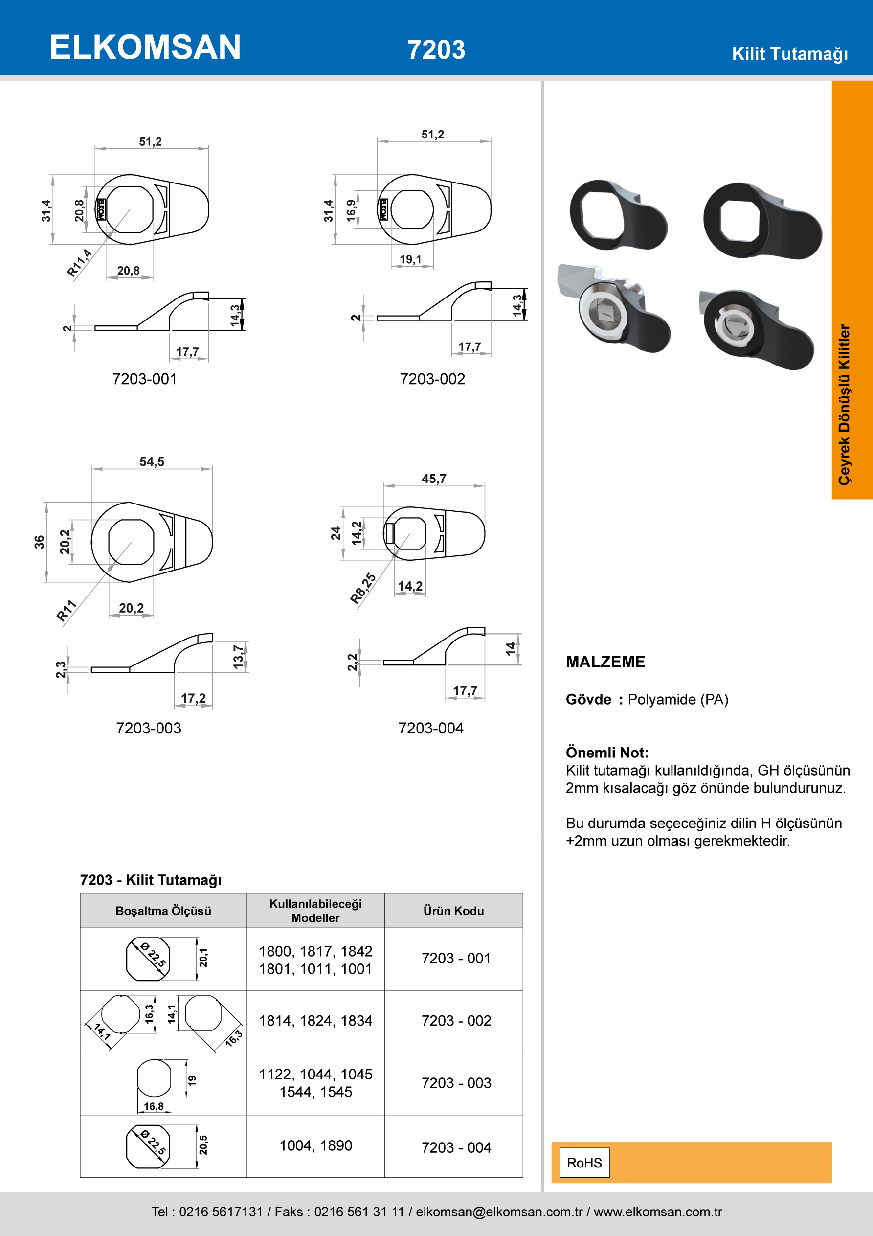 7203 Kilit Tutamağı