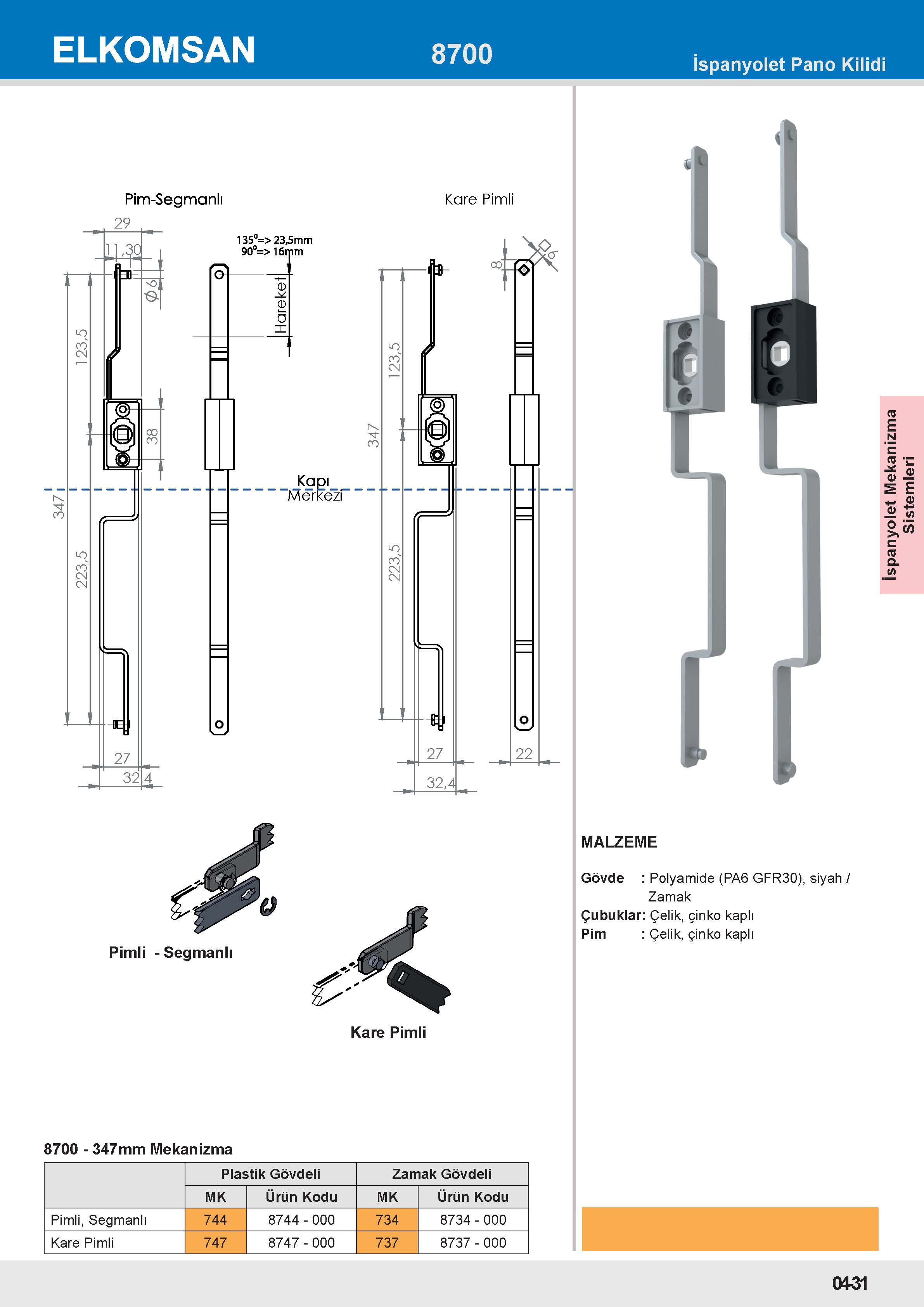 8700 347mm Mekanizma